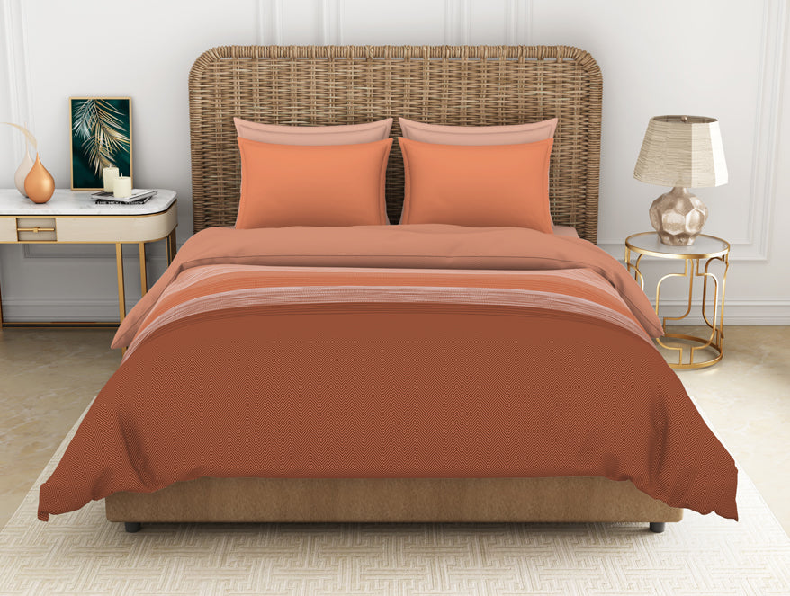 100 cotton shell – Spaces India Geometric Apricot Orange - Dark Orange 100% Cotton Shell Double Quilt / AC Comforter - Adonia By Spaces