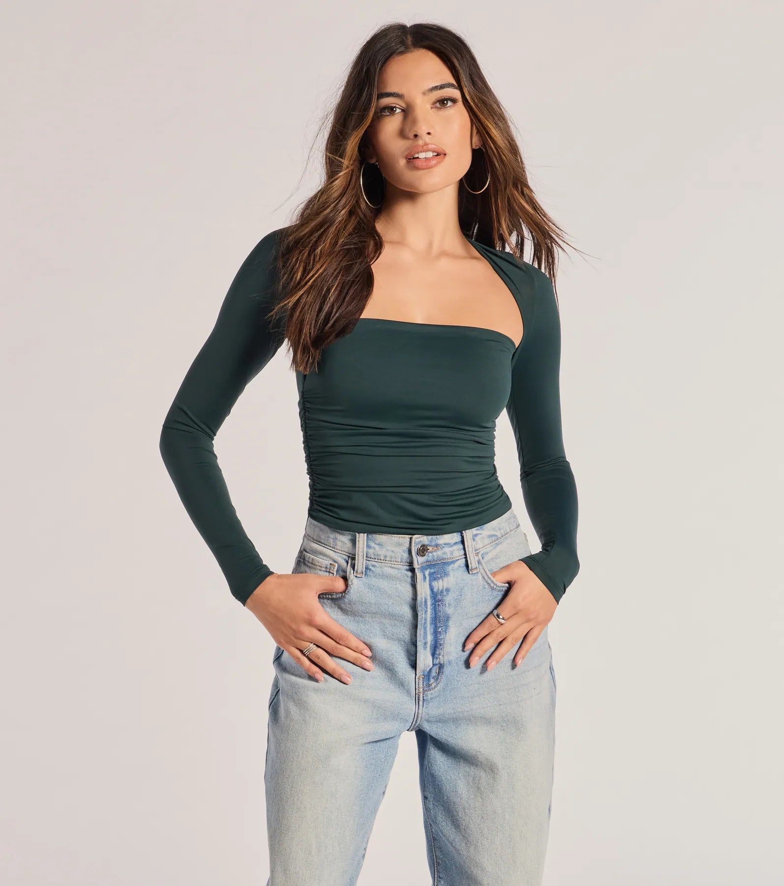 Windsor Effortlessly Chic Long Sleeve Ruched Top