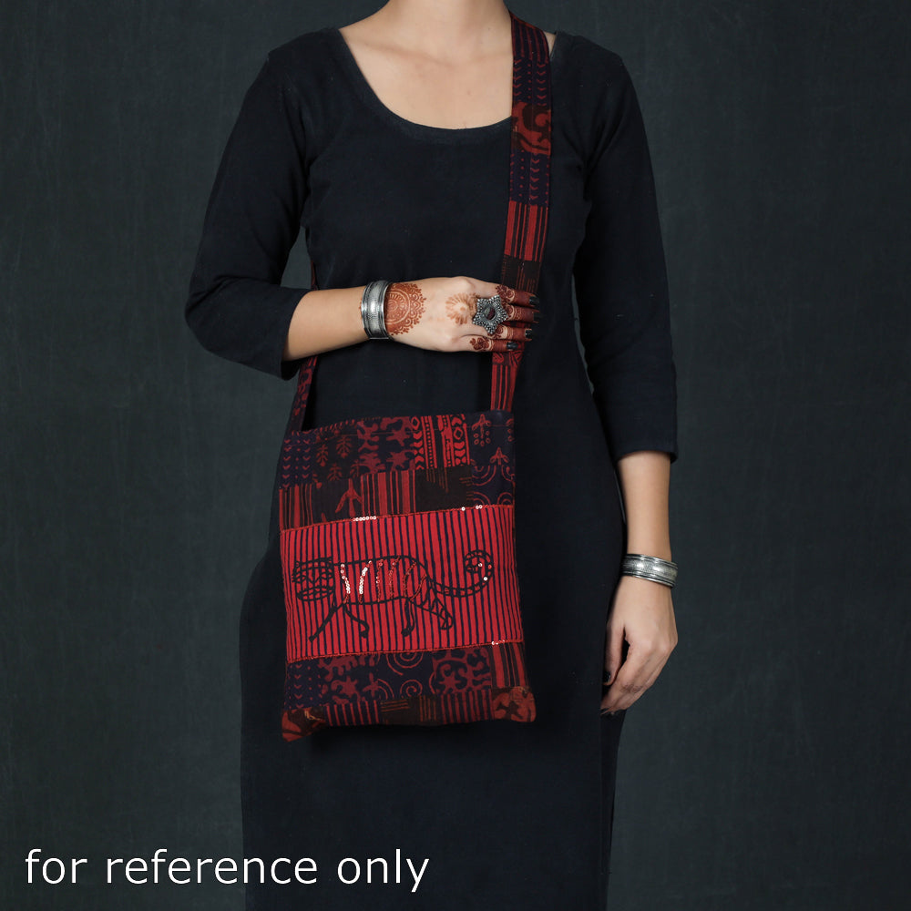 iTokri आई.टोकरी Blue - Hand Block Print Patchwork Cotton Sling Bag - view 3