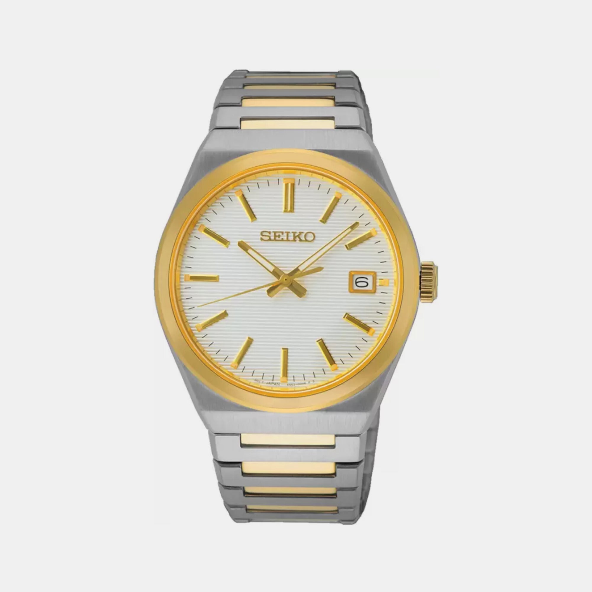 Seiko Dress Men Quartz White Dial Analog Stainless Steel Watch SUR558P1