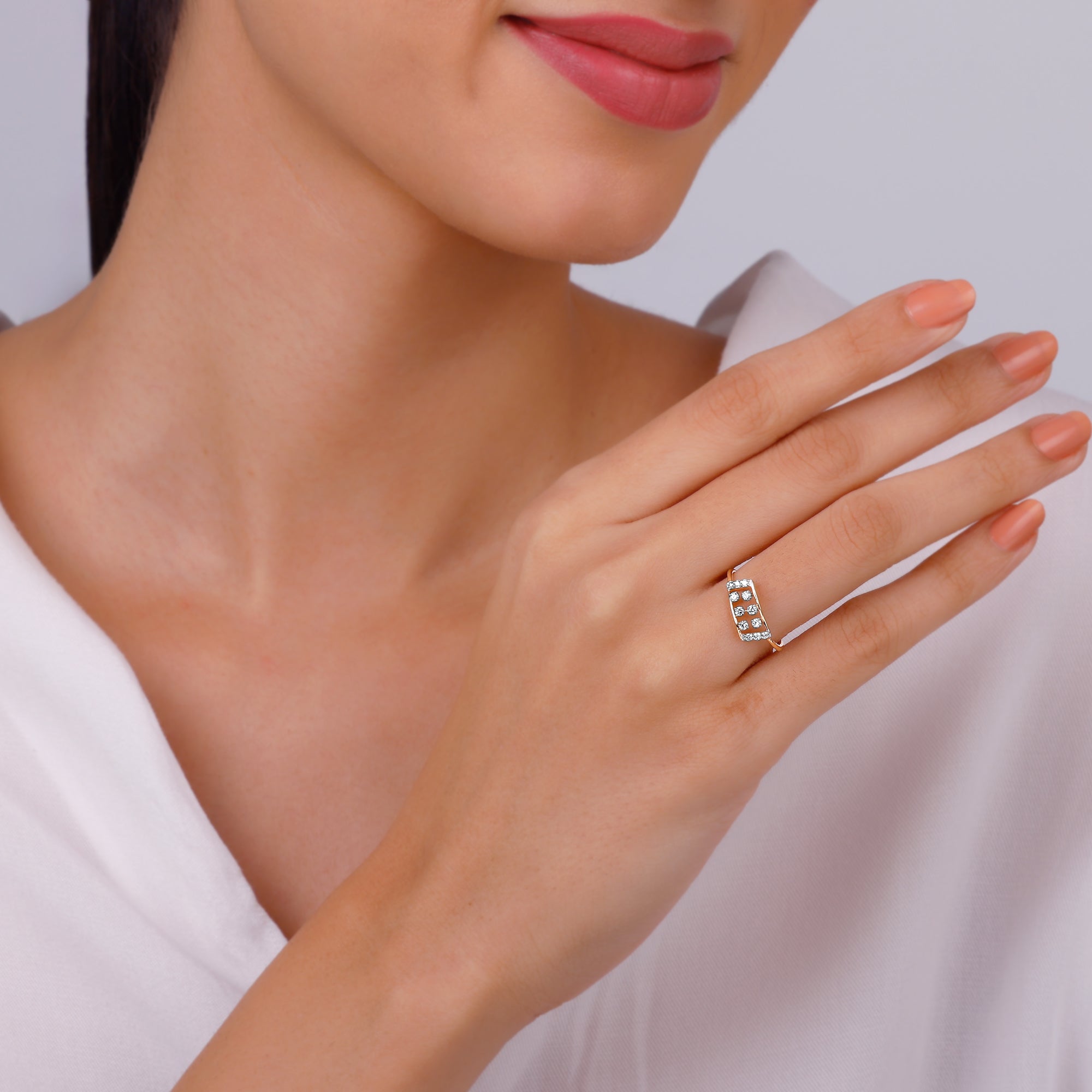 GIVA Jewellery Rose Gold Glimmer Diamond Ring - view 3