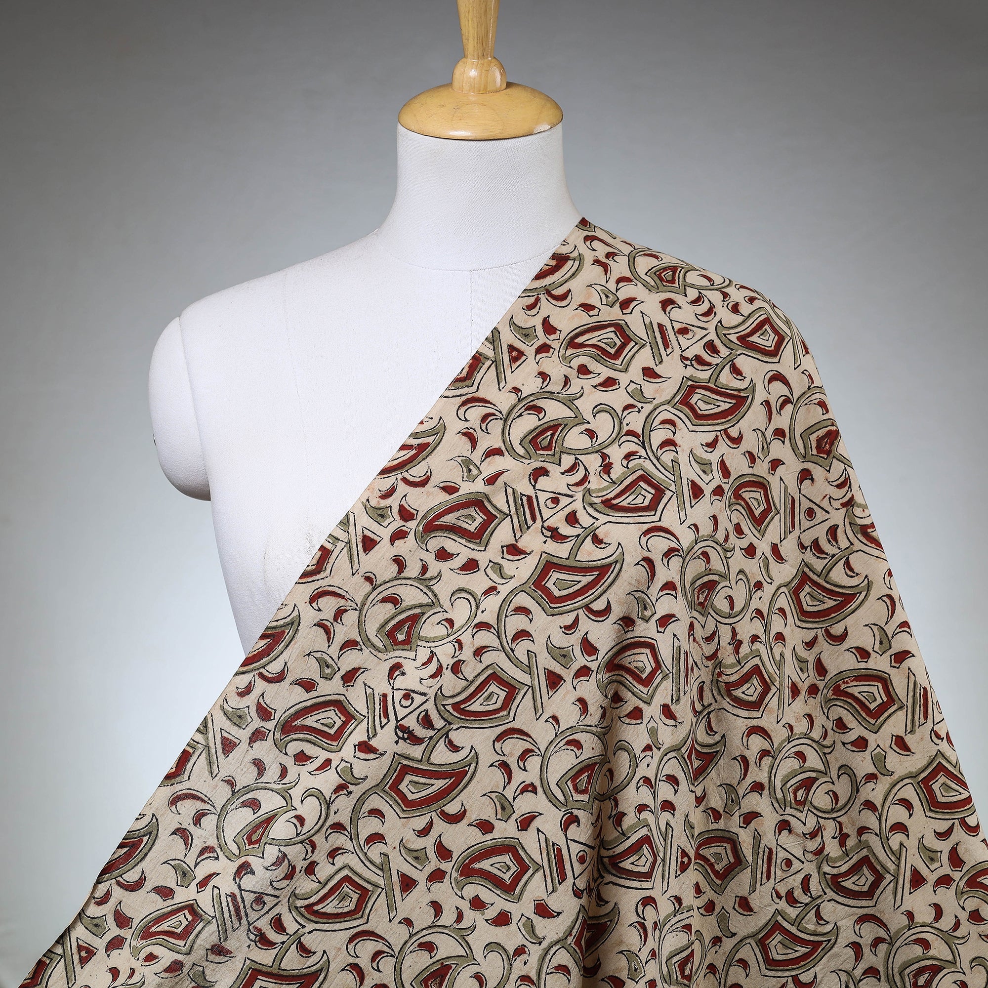 SOUTH KARGHA Beige - Kalamkari Block Printed Cotton Fabric