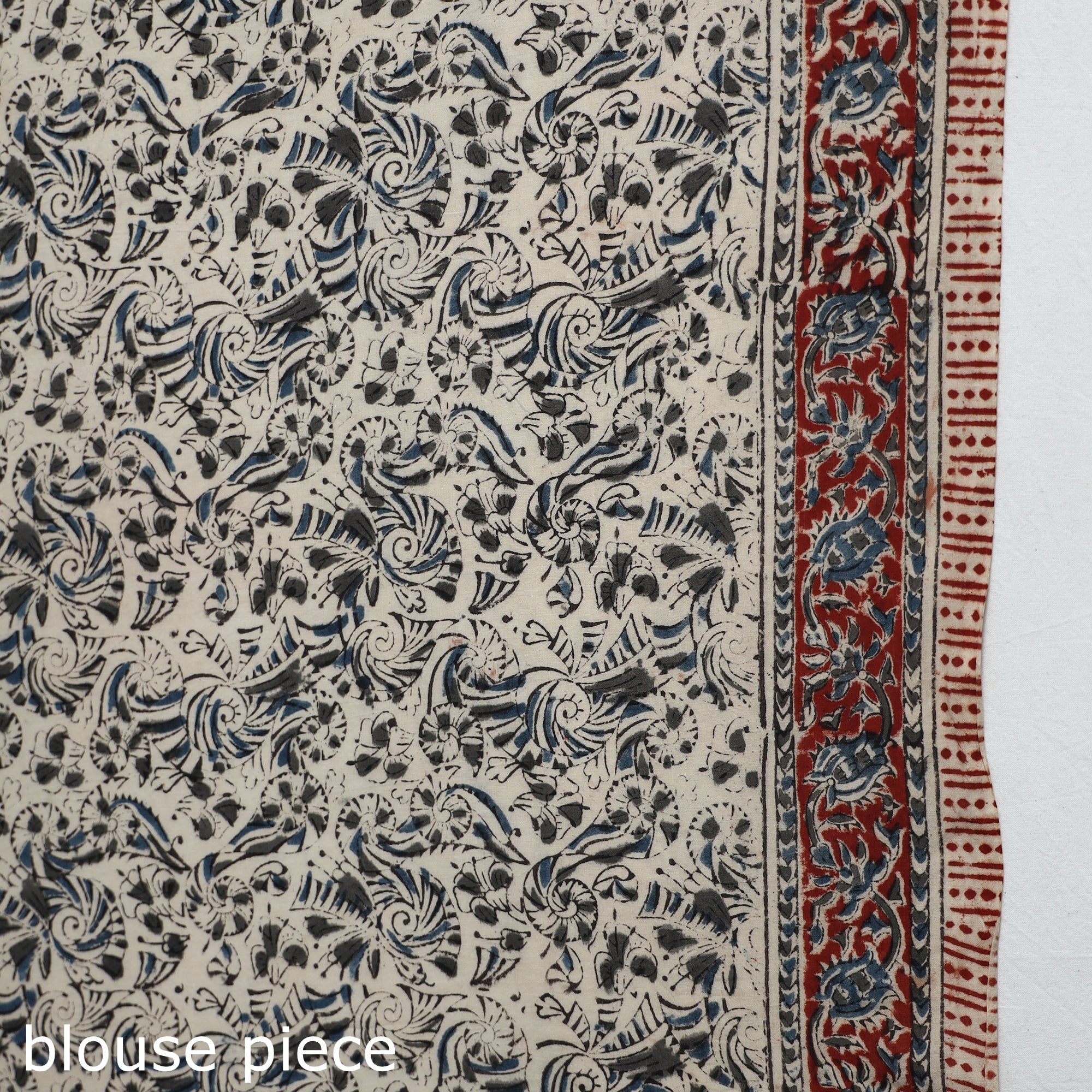 VENKATA BHANU KALAMKARI PEDANA Black - Pedana Block Print Cotton Kalamkari Saree - view 7