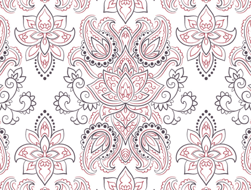 Spaces India Ornate Slate/Red - Grey Cotton Rich Single Bedsheet - 2-In-1 By Welspun - view 8