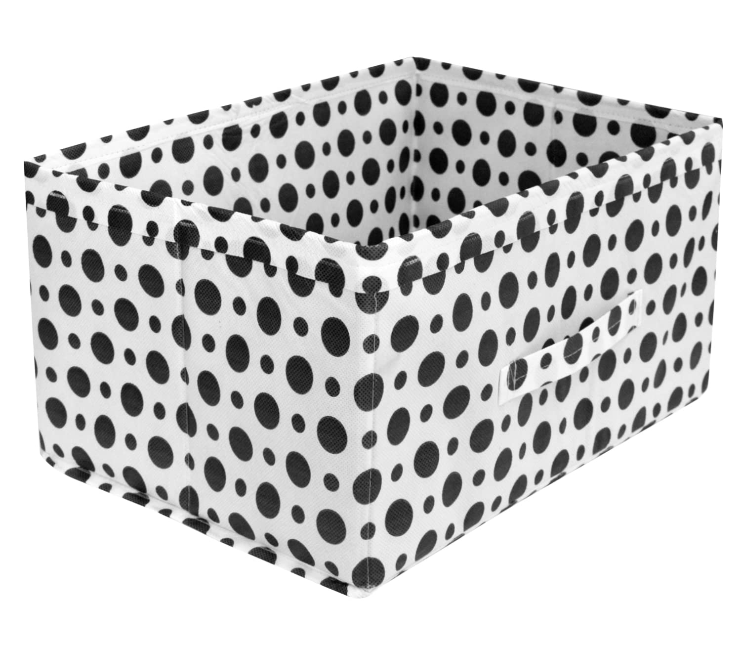 Heart Home Dot Printed Printed Multipurposes Rectangular Flodable Storage Box, Drawer Storage and Cloth Organizer- Pack of 6 (Black & White)-HS43HEART - view 3