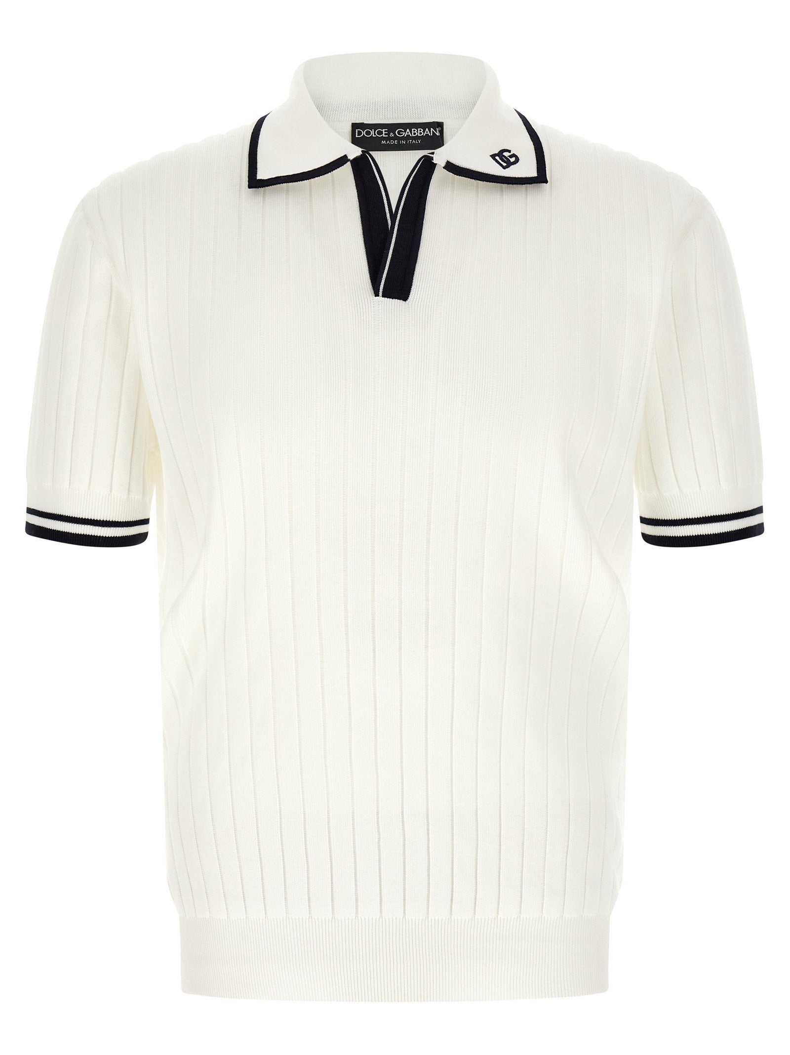 Dolce & Gabbana Flat Ribbed Polo Shirt – 98% cotton 2% polyamide
