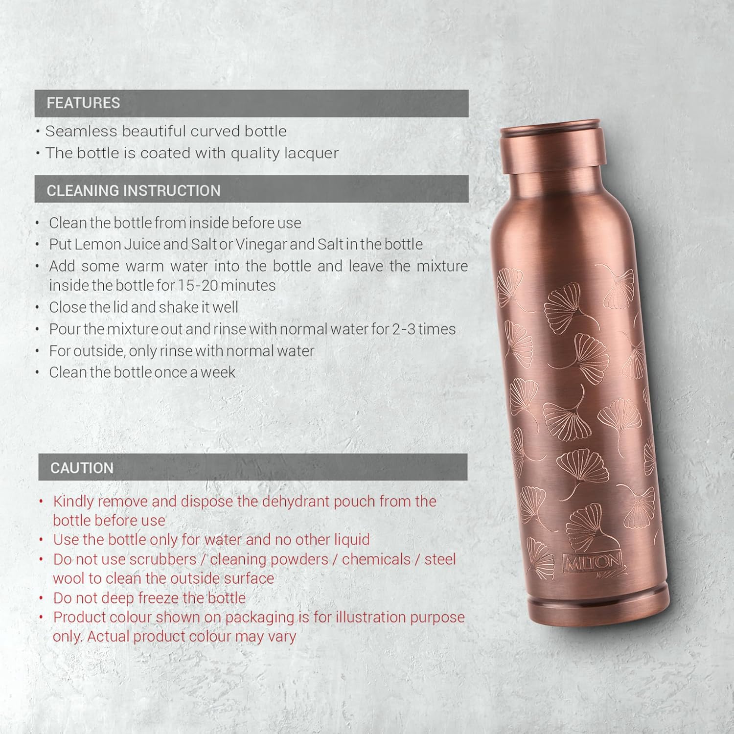 Milton Copper Elegante Gift Set - 1 Bottle + 2 Tumbler | Set of 3 Pcs - view 6