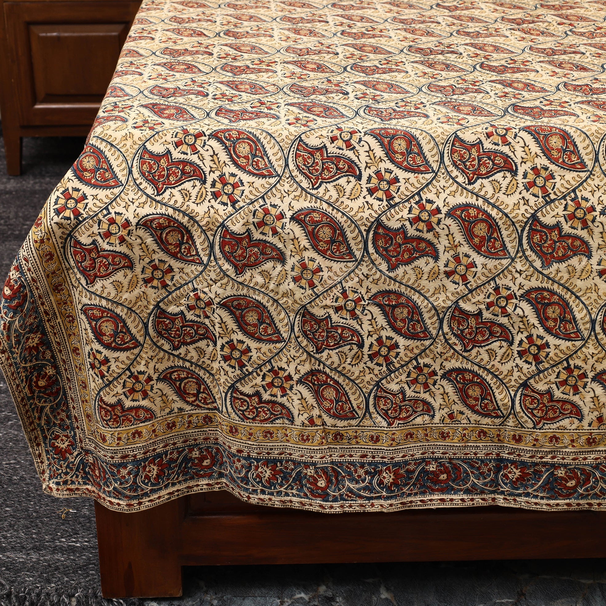 SOUTH KARGHA Beige - Block Print Cotton Single Kalamkari Bed Sheet 49 - view 2