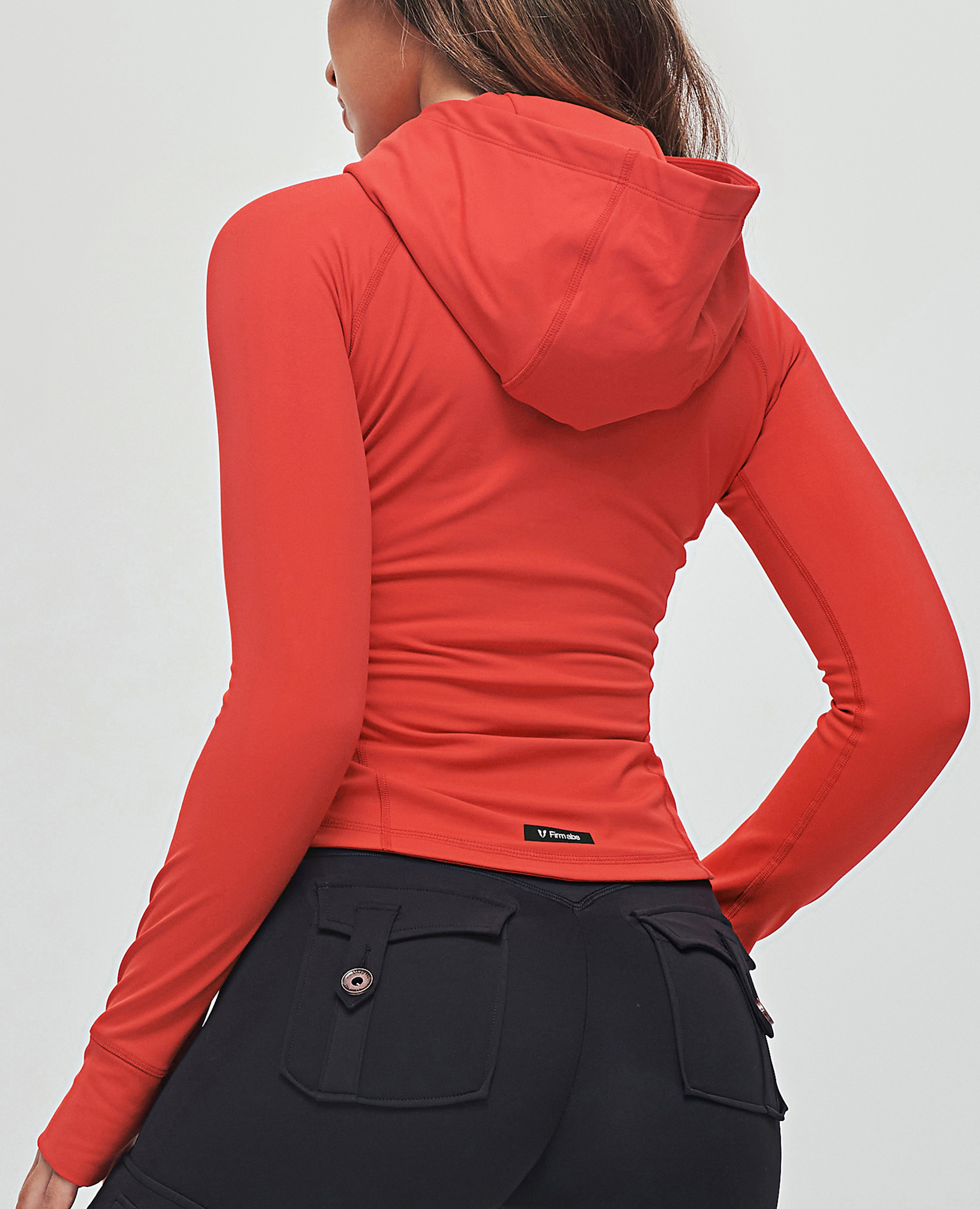FIRM ABS Thin Fleece Zipper Hoodie - Red - view 2