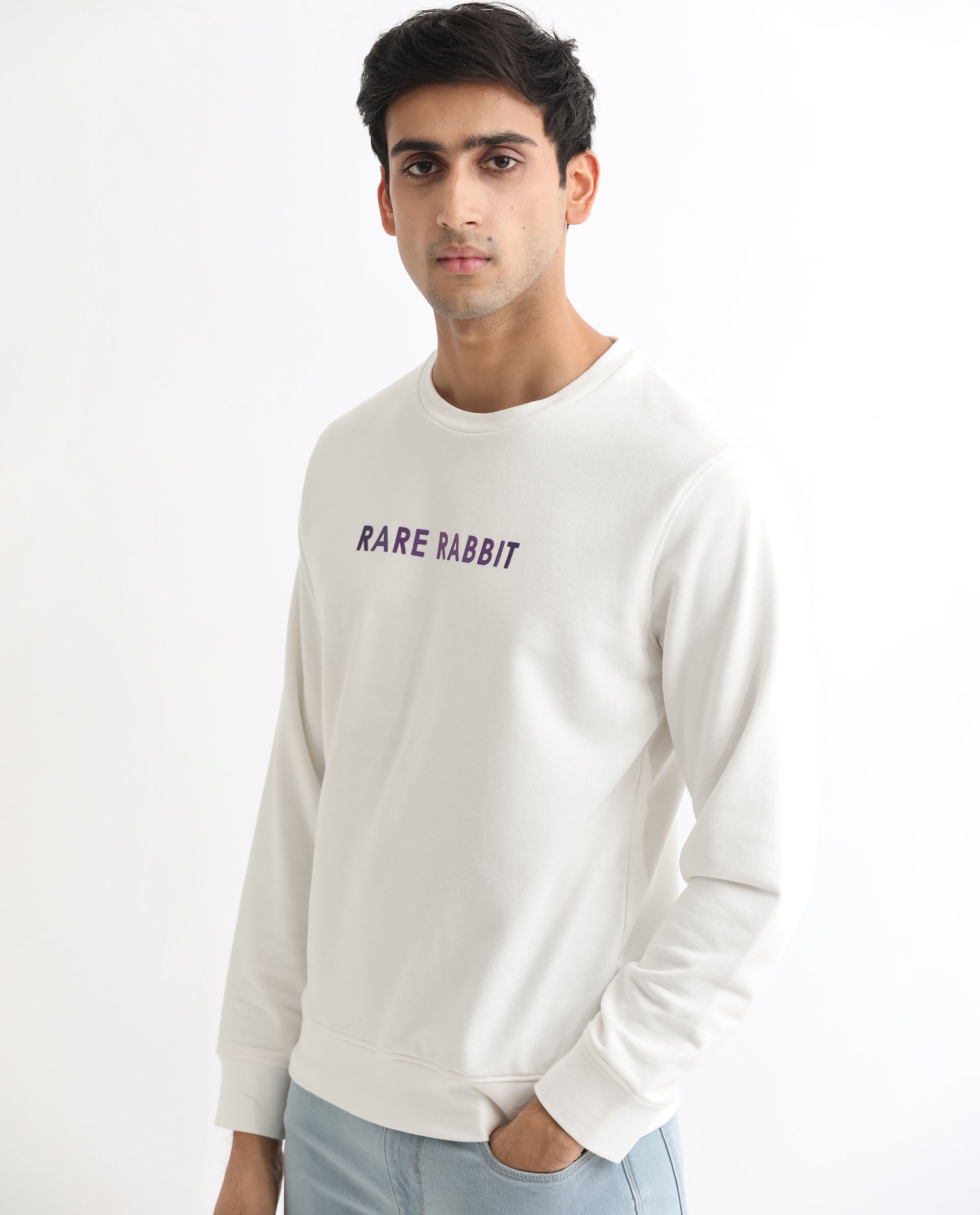 Rare Rabbit Men'S Lintz Off White Sweatshirt Full Sleeves Solid - view 7