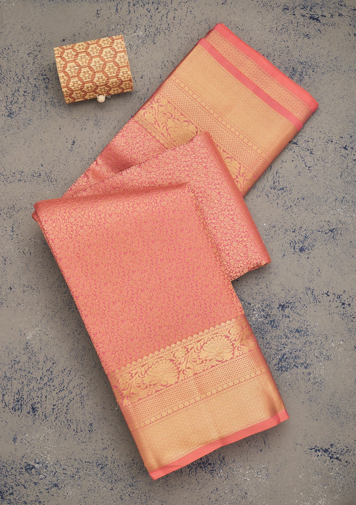 Koskii Peach Zariwork Pure Silk Saree – Women's
