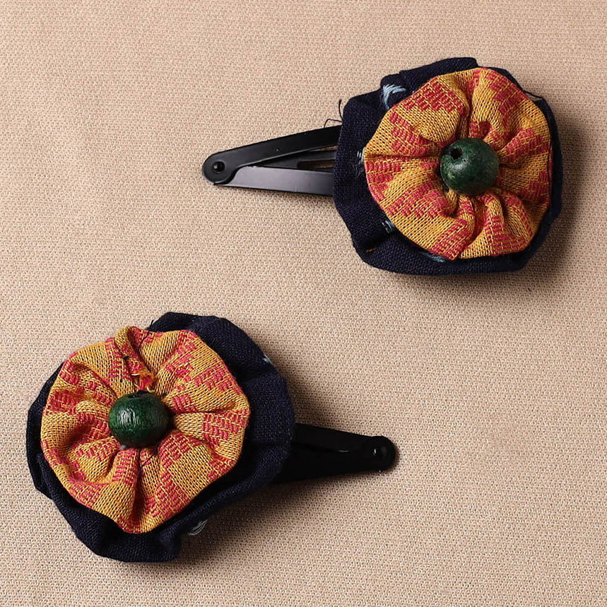 JALPARI Black Metal Tik-tak Flower Hair Clips (set of 2) 115 - view 2