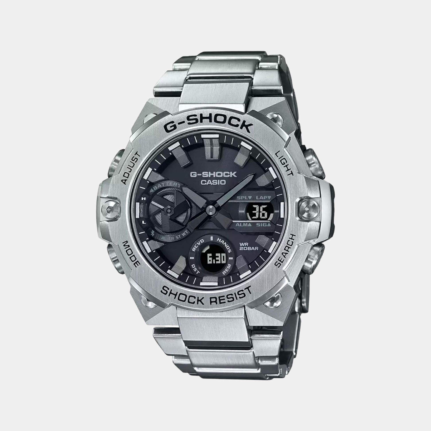 Casio G-Shock Men Quartz Black Dial Analog-Digital Stainless Steel Watch G1121