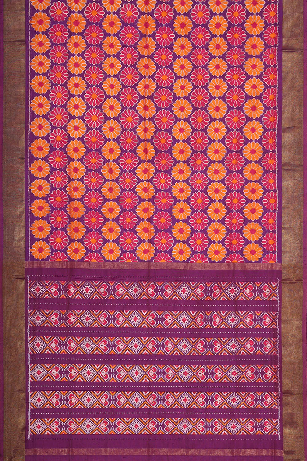 Kalanjali Ikat Silk Purple Saree – Women's - view 3