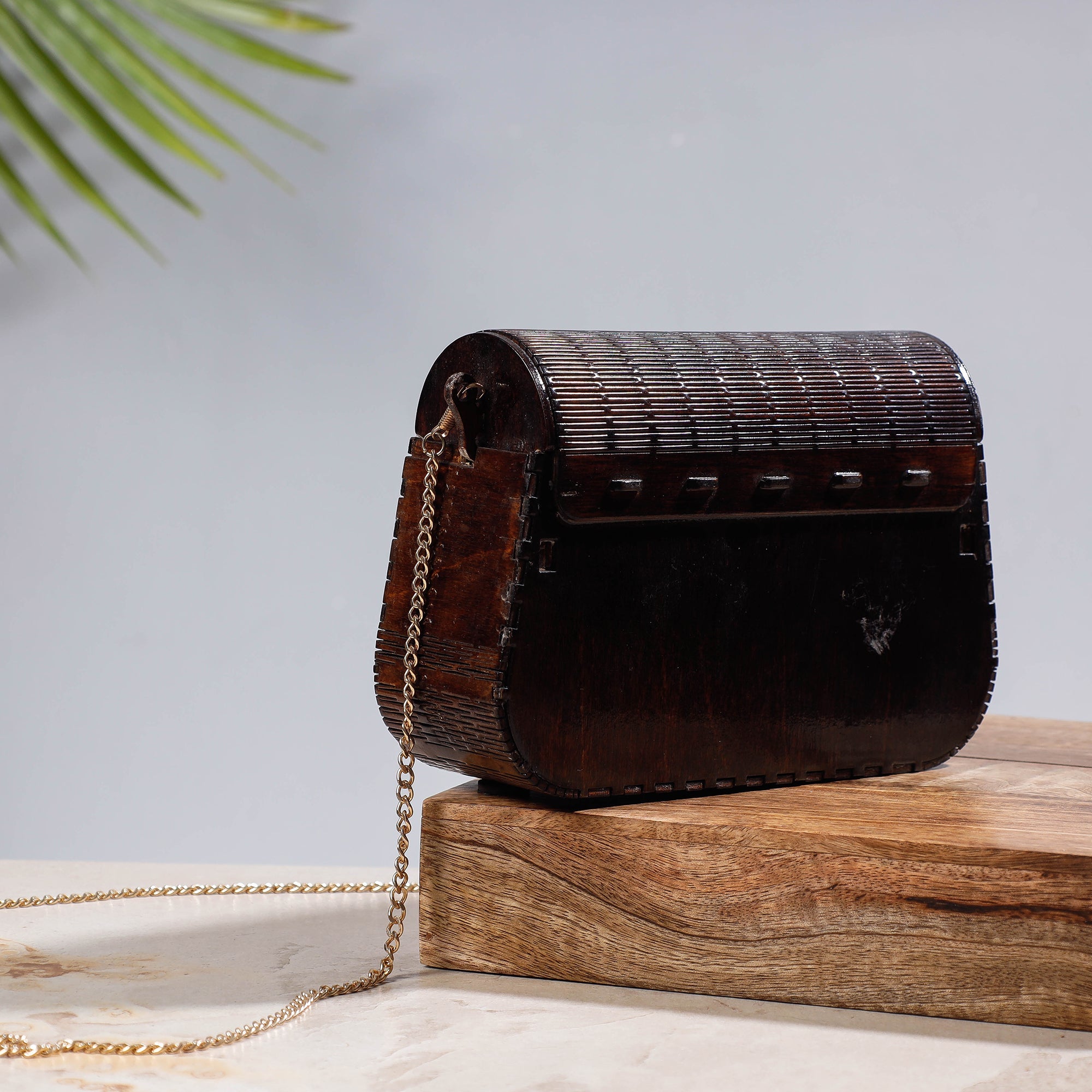 NABARD - ARTISAN CONNECT Brown - Handcrafted Birch Wooden Sling Bag - view 2