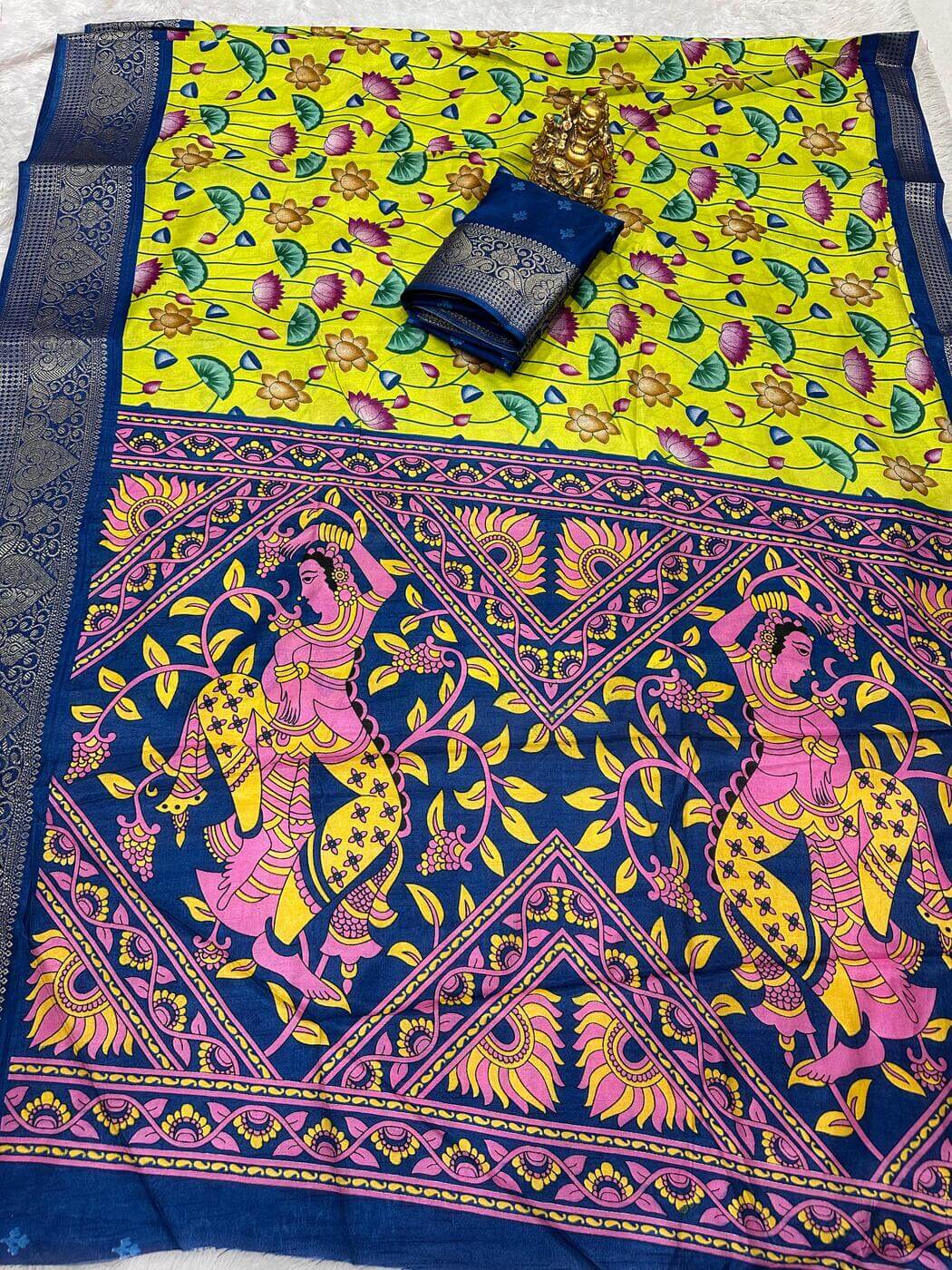 Shubh Bucolic Parrot Digital Printed Dola Silk Saree With Surreptitious Blouse Piece - view 2