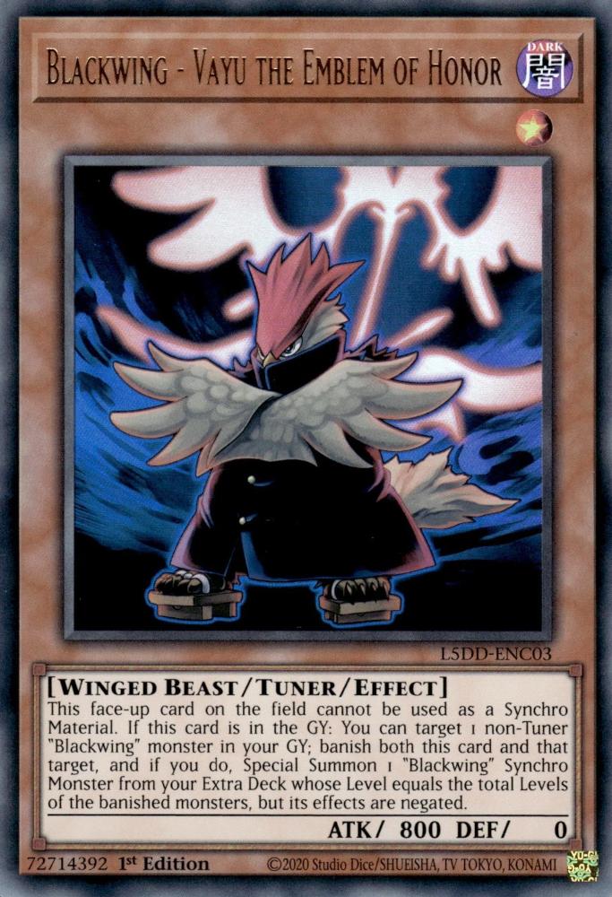 Yu-Gi-Oh! Blackwing - Vayu the Emblem of Honor - L5DD-ENC03 - Ultra Rare - 1st Edition