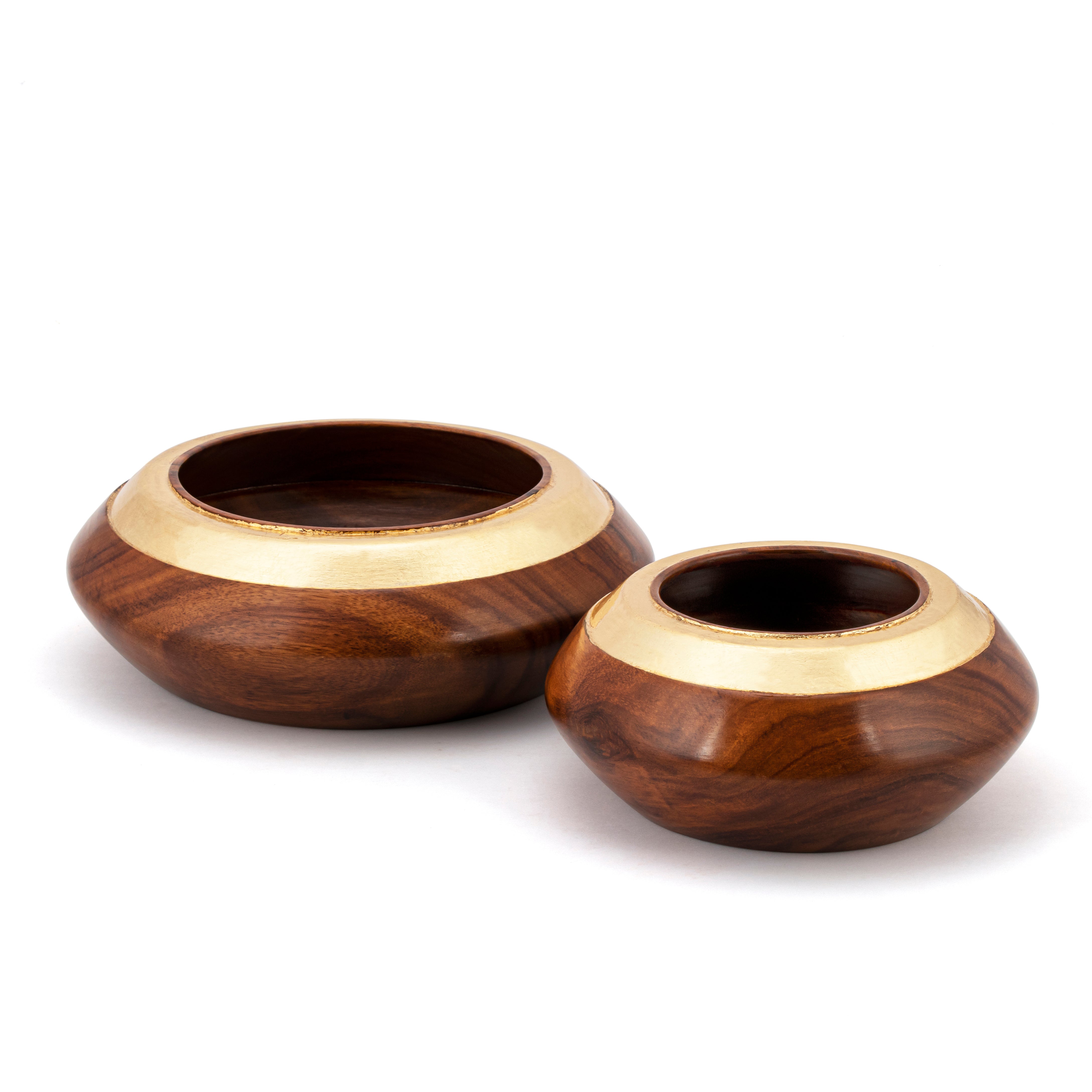 STUDIO TRATAKA Brown - Rosewoodgold Bowl - Set Of Two