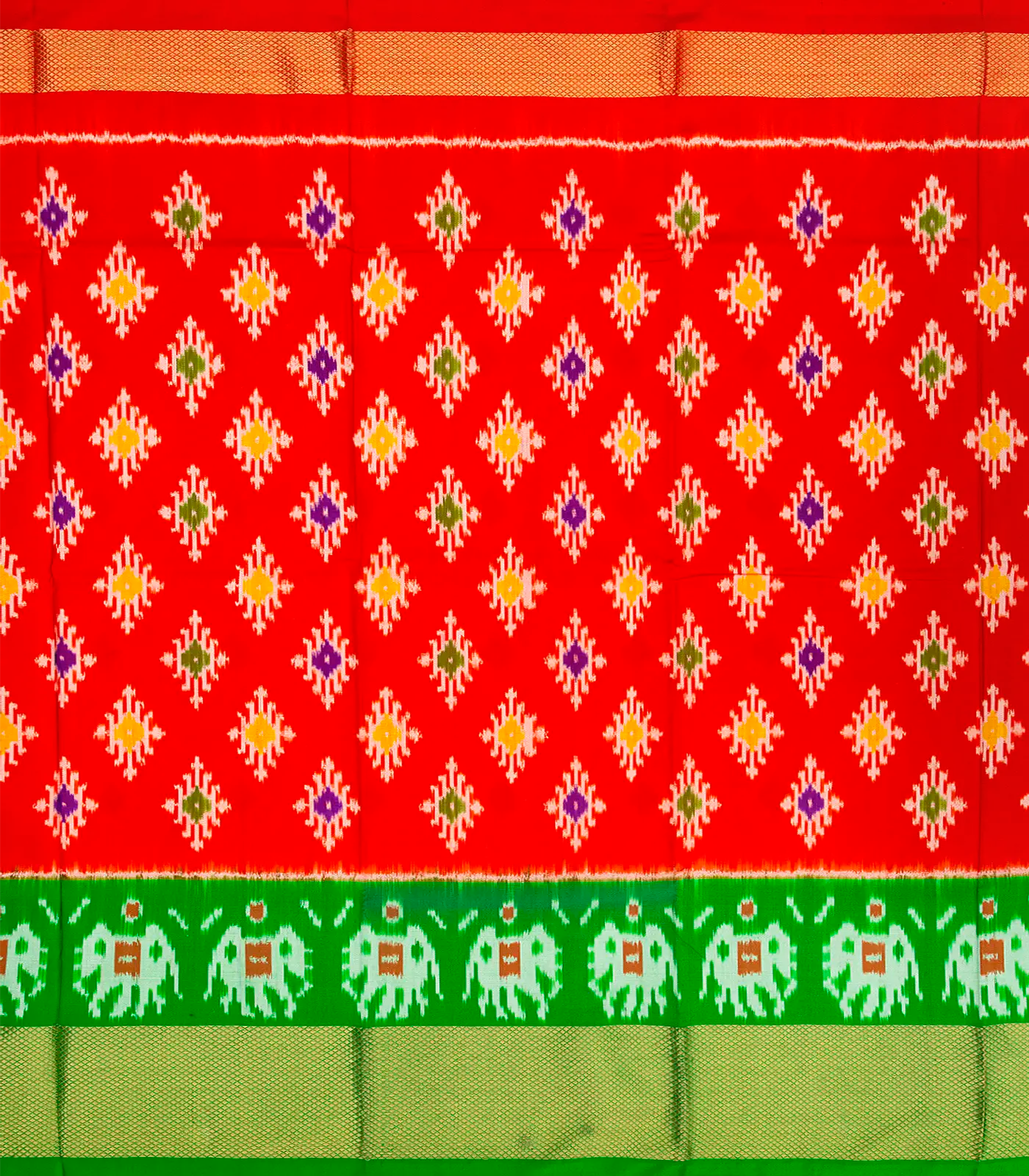RmKV Red Handloom Silk Pavadai Material With Tie & Dye Motifs-Red - view 2