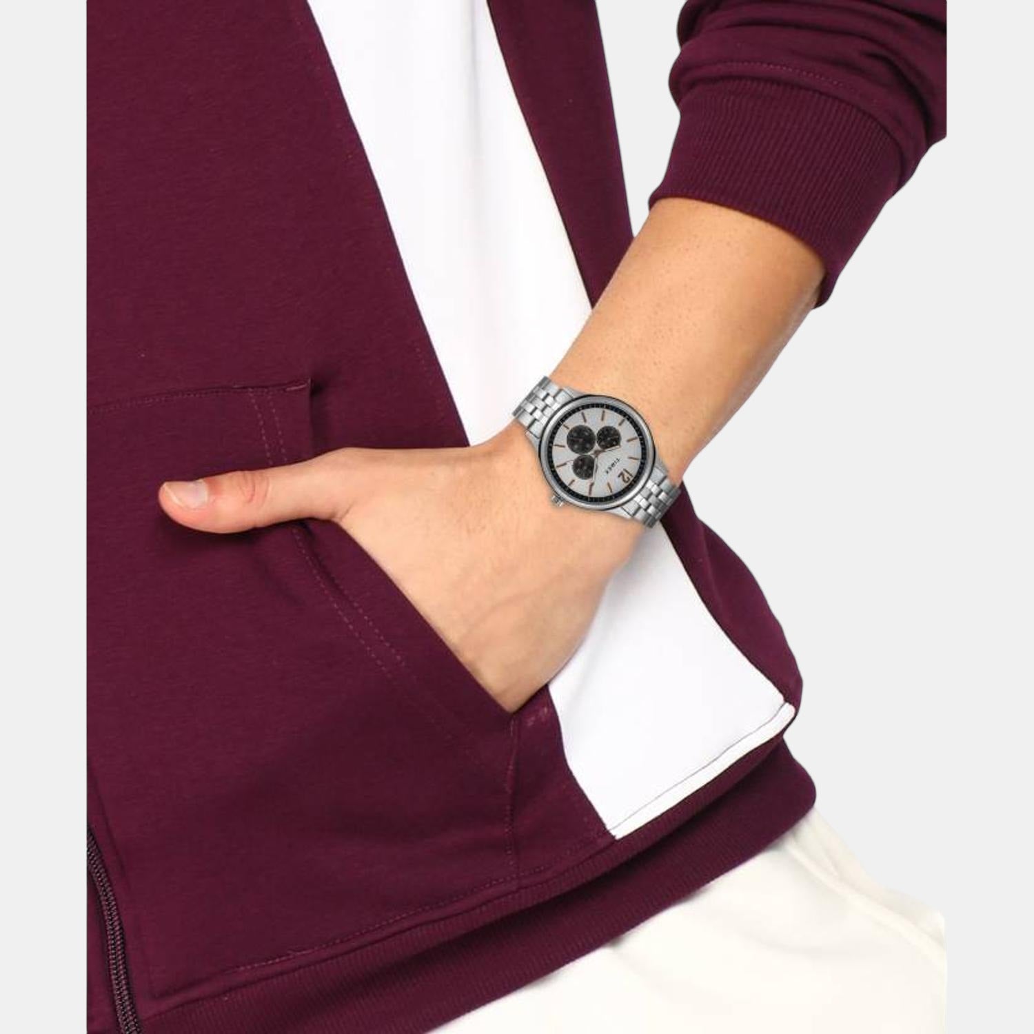 Timex Fashion Men Quartz Silver Dial Chronograph Stainless Steel Watch TWEG18407 - view 5