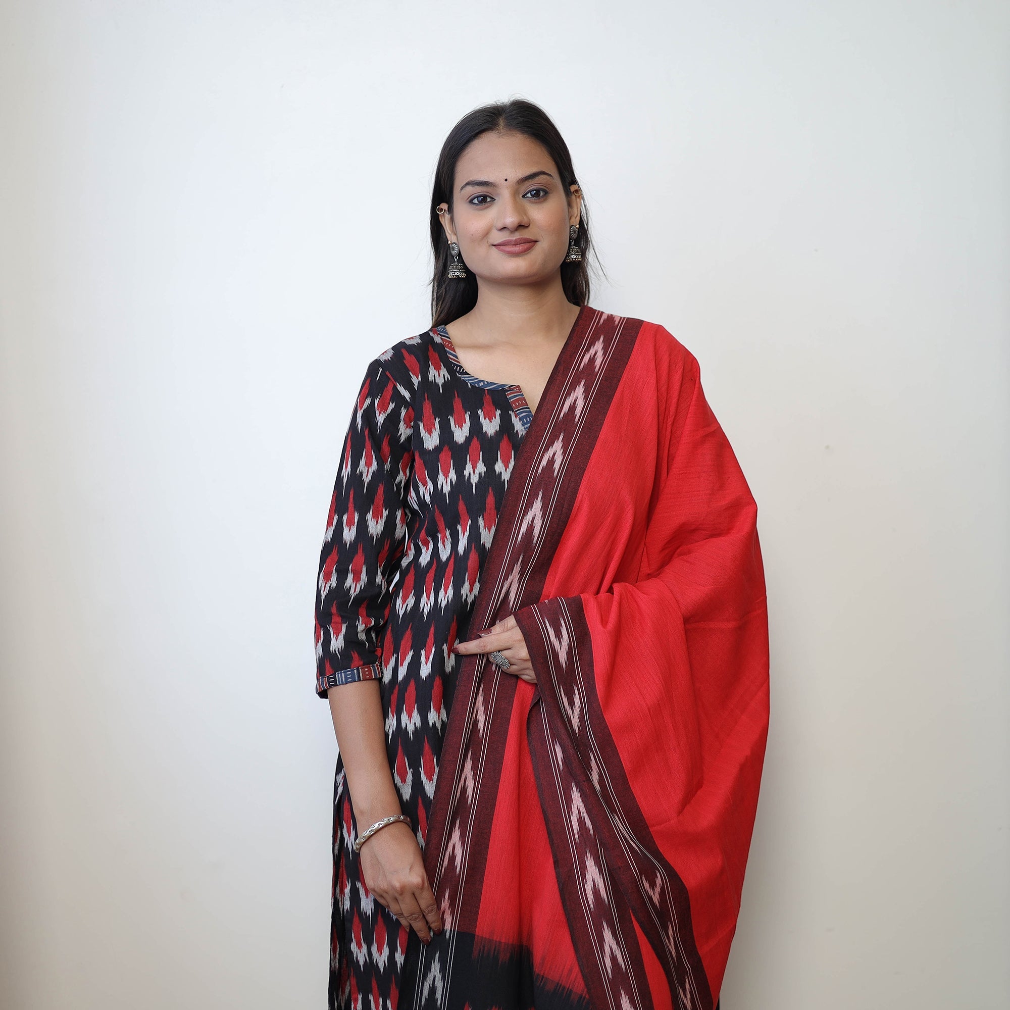 ITOKRI CASUALS Black - Handloom Cotton Pochampally Ikat Kurta Set 21