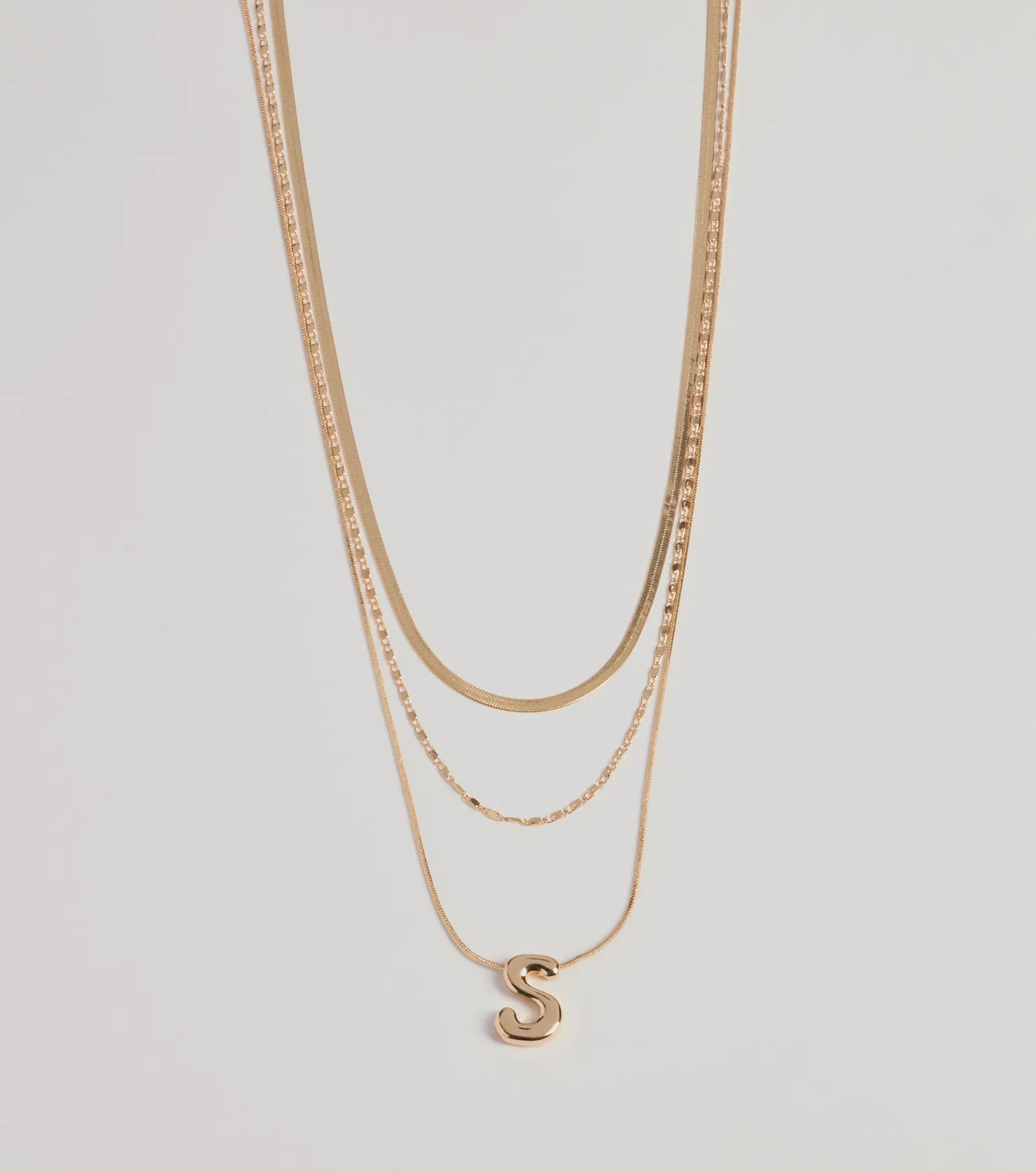 Windsor S Initial Layered Bubble Necklace – GOLD
