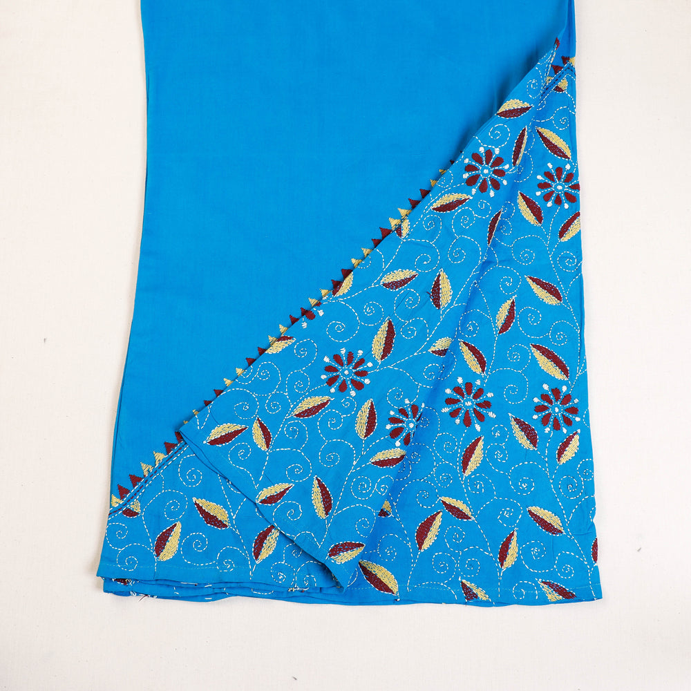ASALKAAR Blue - Cotton Bengal Kantha Embroidery Palazzo - view 2
