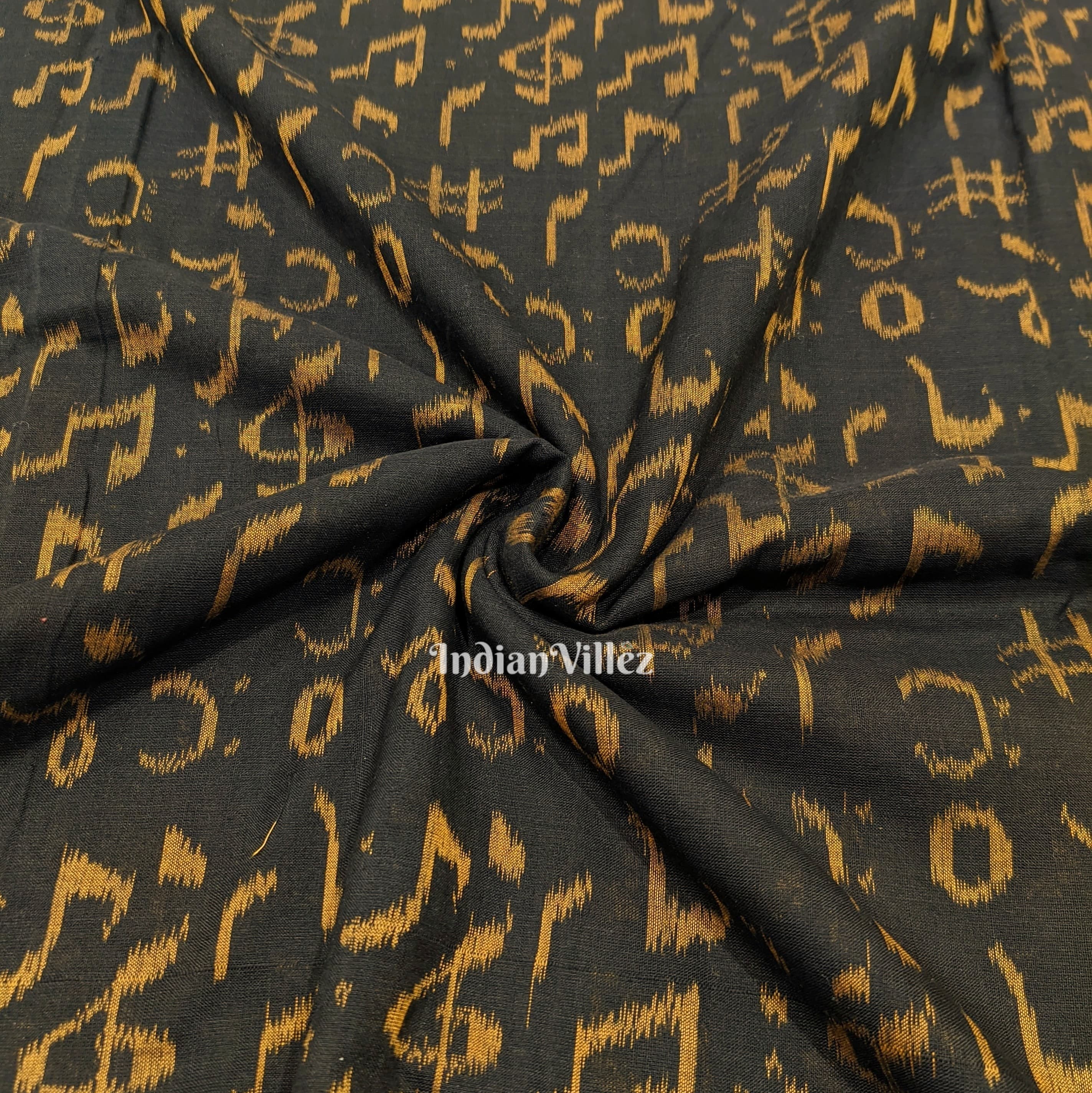 IndianVillèz Black Musical Theme Sambalpuri Ikat Cotton Fabric