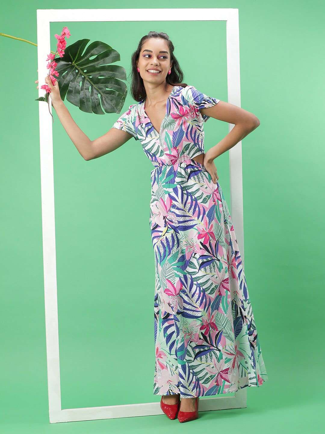 Freehand By The Indian Garage Co Women Tropical Maxi Dress With Cut Out - view 6