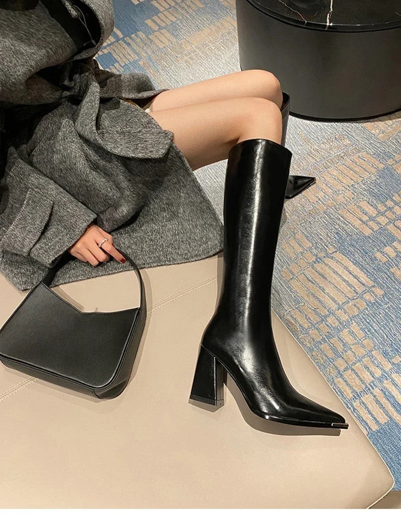 Alamode By Akanksha James Knee High Pointed Leather Boots - view 7