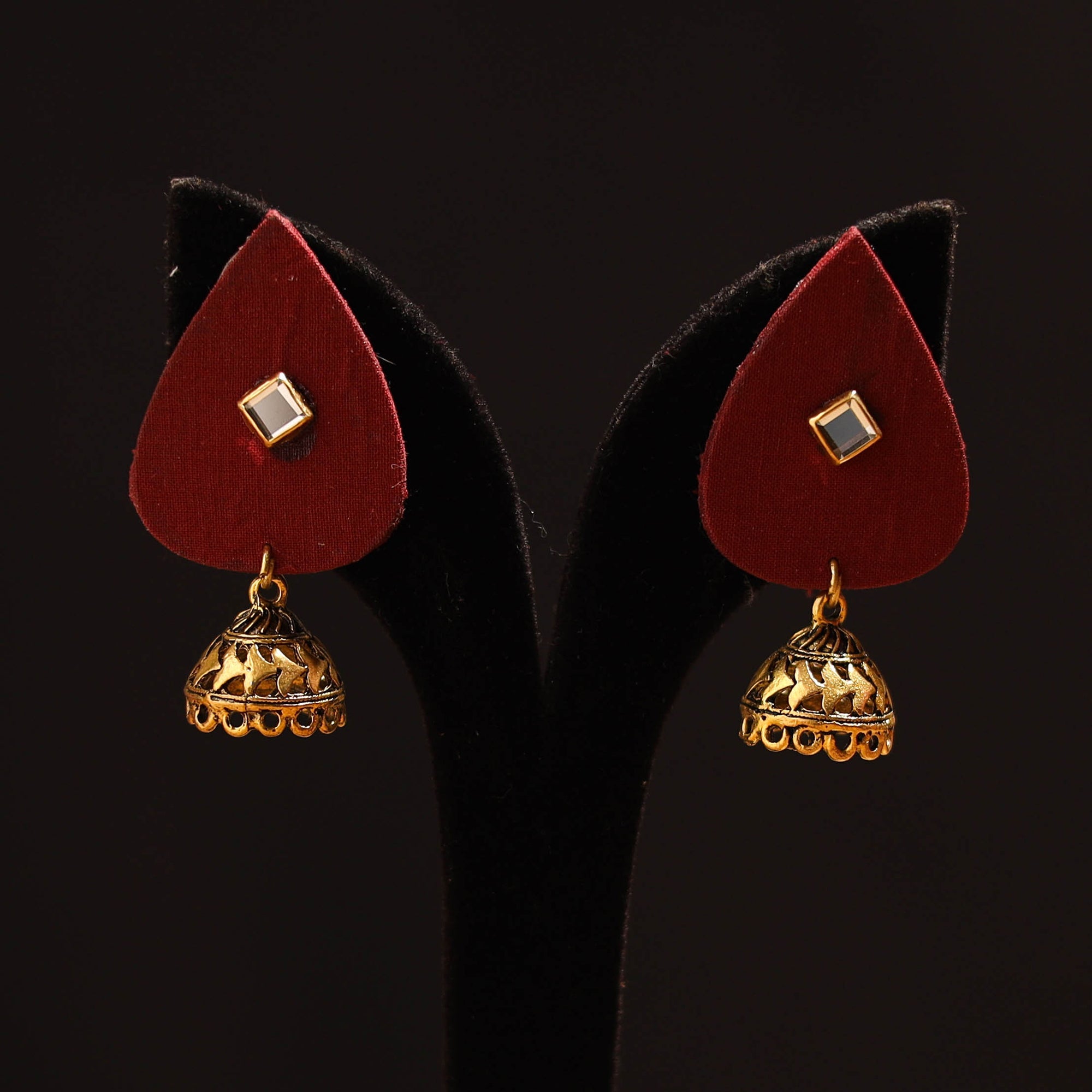JALPARI Avika Stone Work Fabart GS Jhumka Earrings - view 2