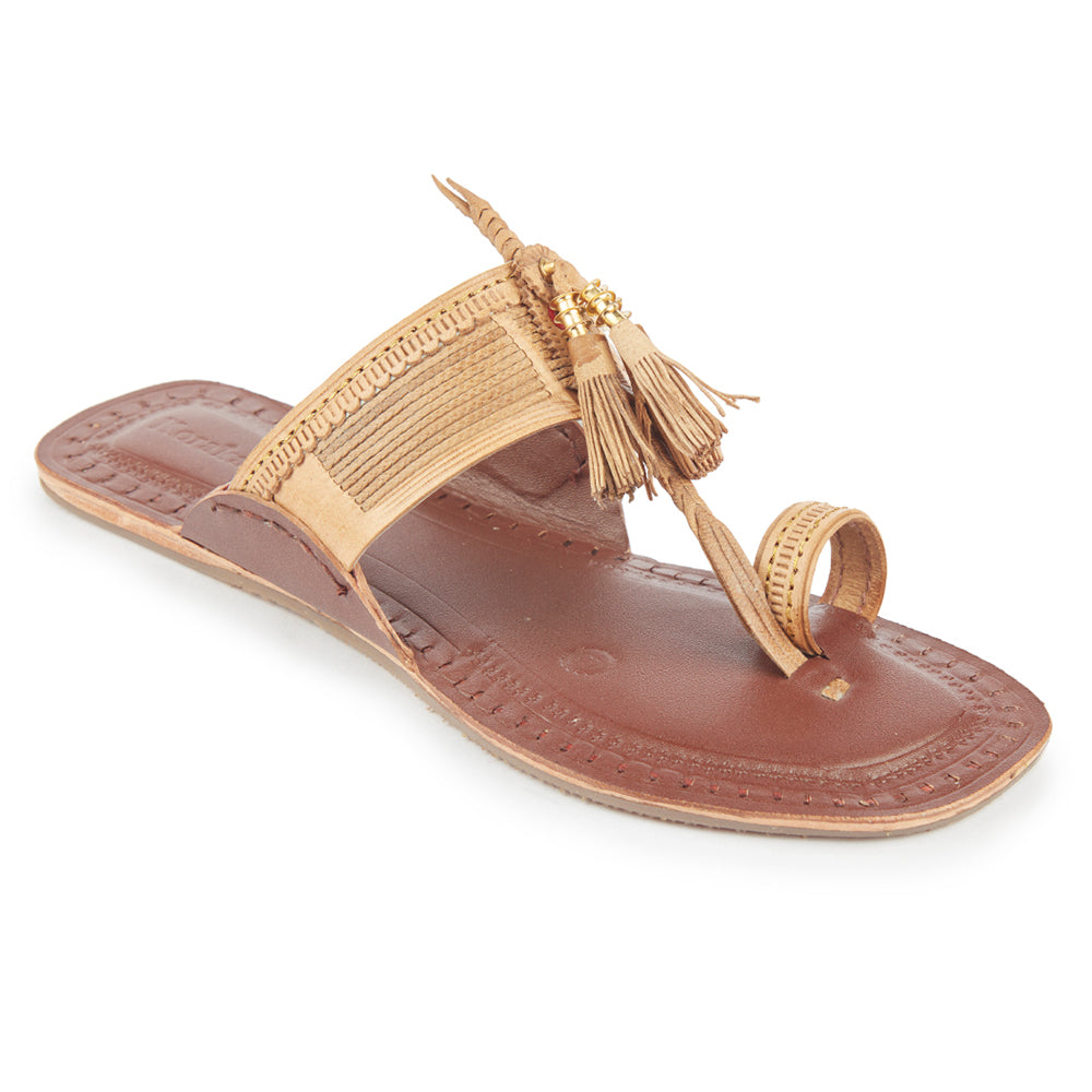 KORAKARI Brown Handstitched Leather Kolhapuri Women Slipper - view 2