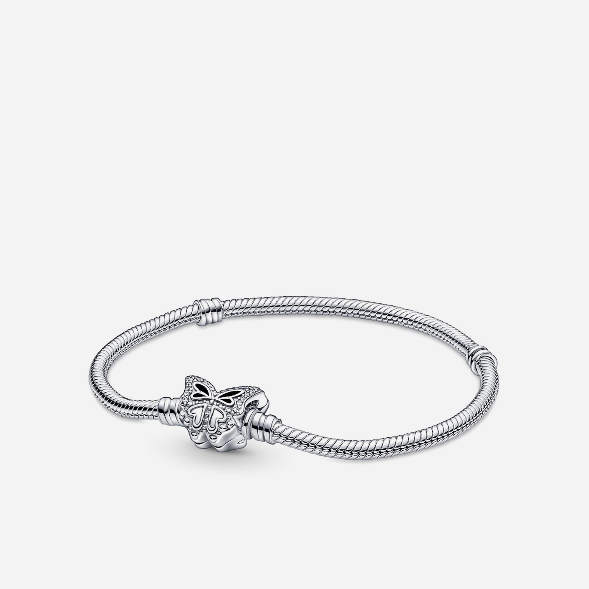 Pandora Moments Butterfly Clasp Snake Chain Bracelet Sterling Silver
