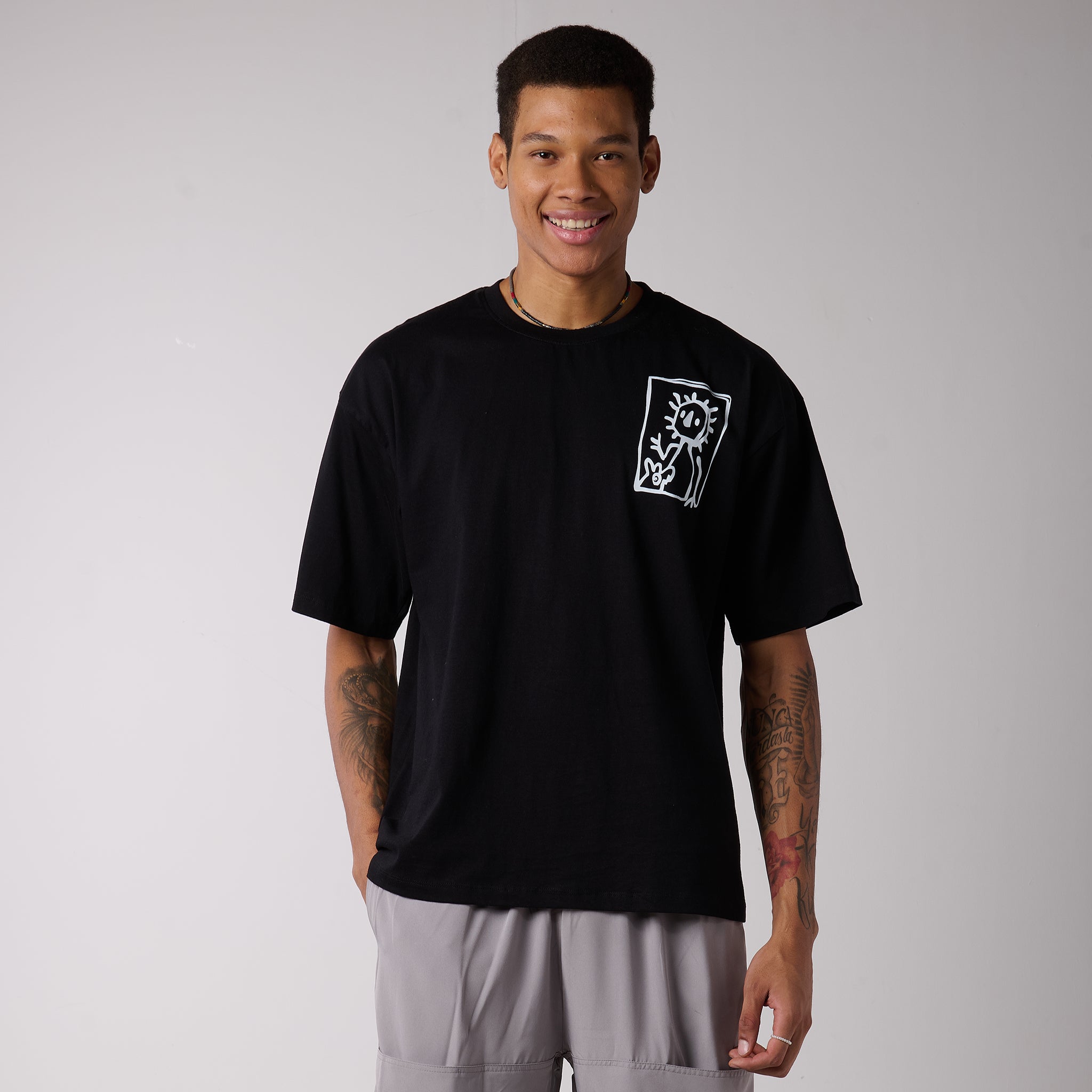 IZF Black oversized t-shirt with front & back print