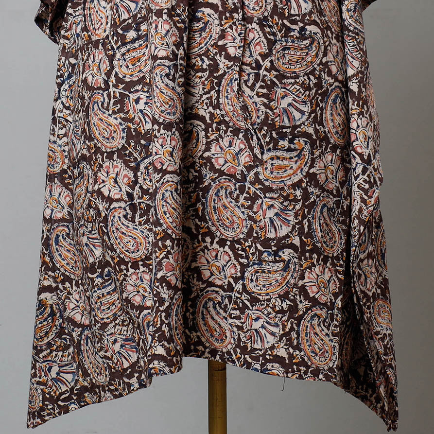 ITOKRI CASUALS Brown - Block Print Cotton Kalamkari Kaftan with Tie-Up Waist (Medium) - view 2