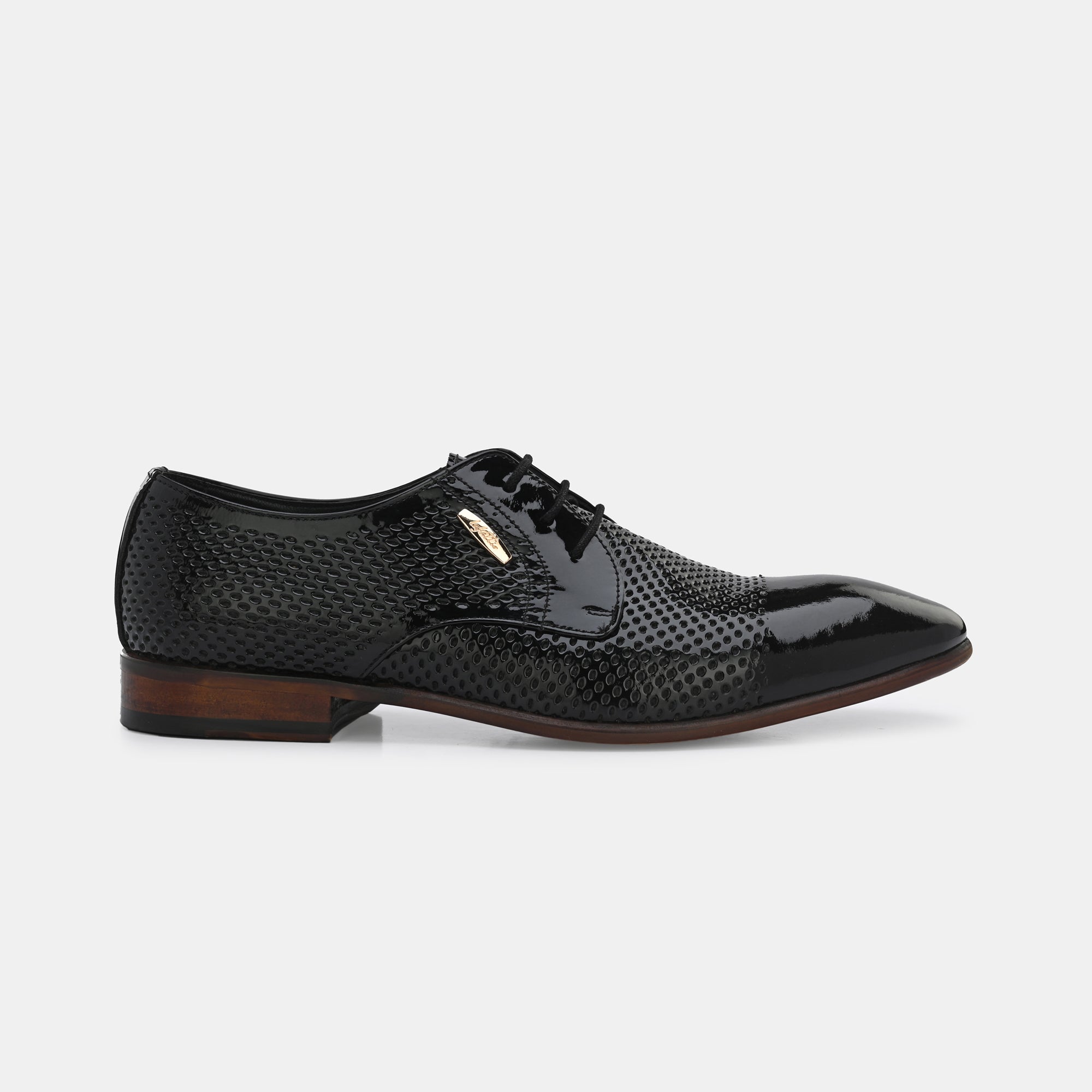 Patent Black Perforated Lace-Up Shoes by Lafattio - view 7