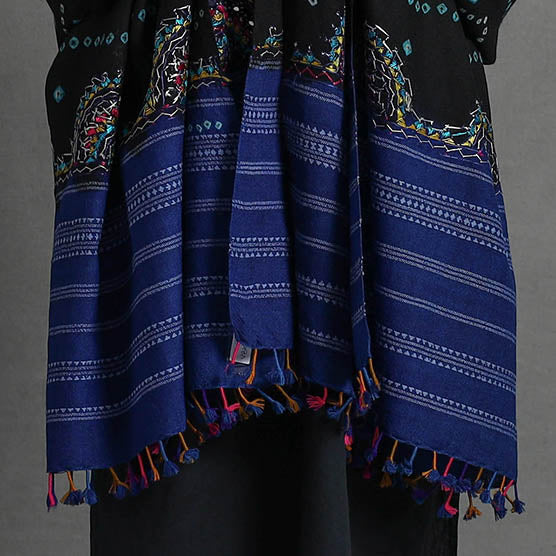 VANKAR BHIMJI KANJI Black - Handwoven Merino Wool Bandhani Shawl w/ Neran Embroidery 27 - view 4