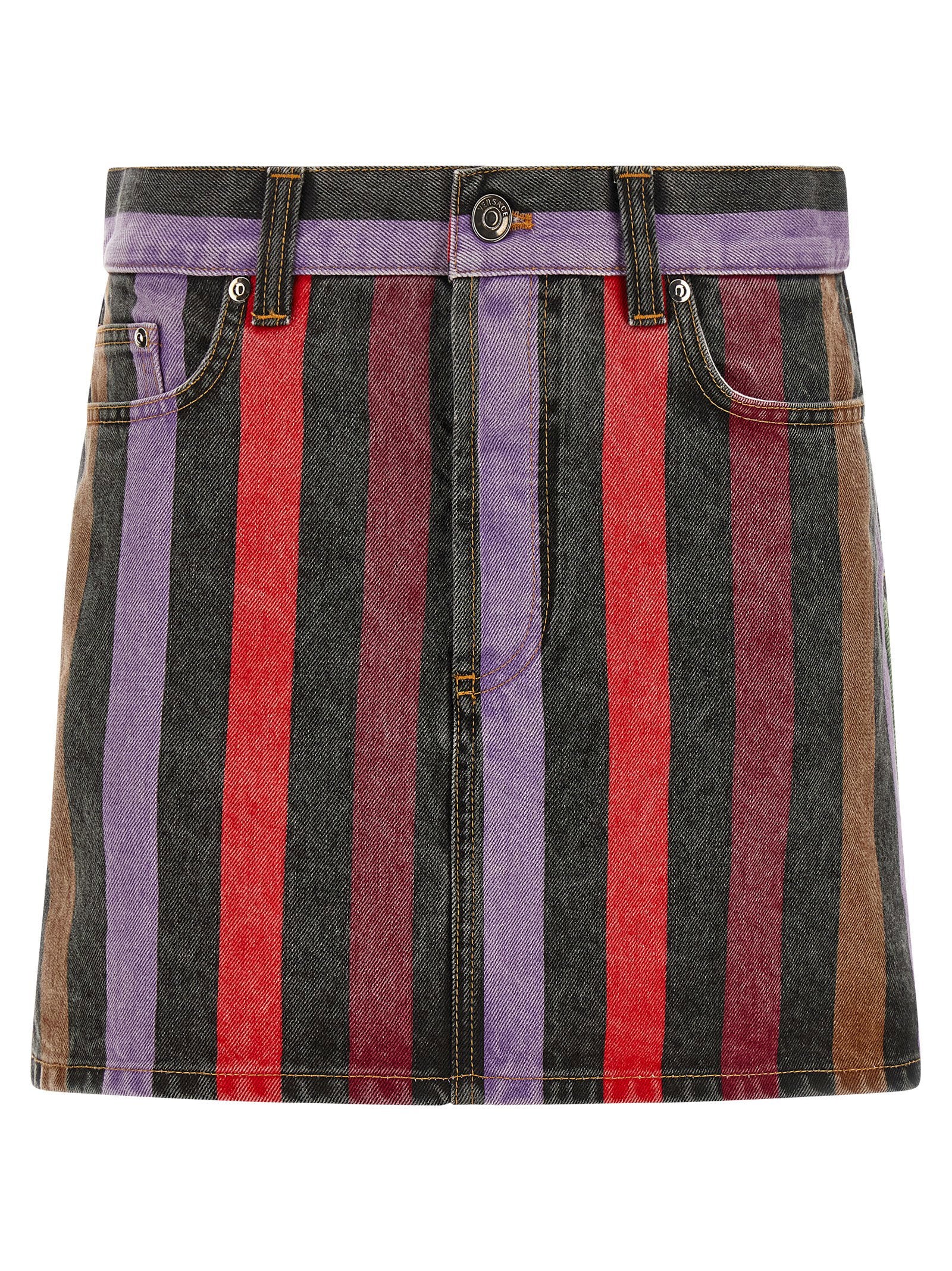 Versace Striped Denim Skirt – 100% cotton
