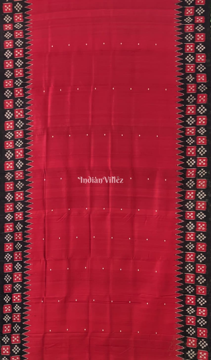 IndianVillèz Red Single Butta Border Pasapali Contemporary Silk Saree - view 3