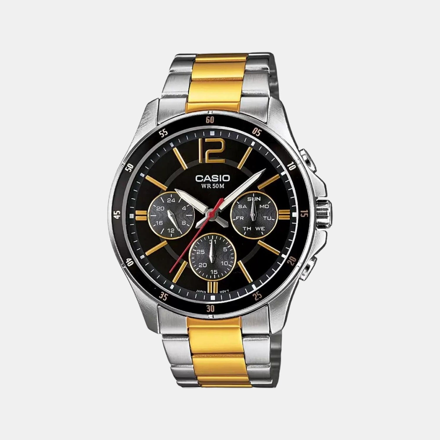 Casio Enticer Men Quartz Black Dial Chronograph Stainless Steel Watch A1652