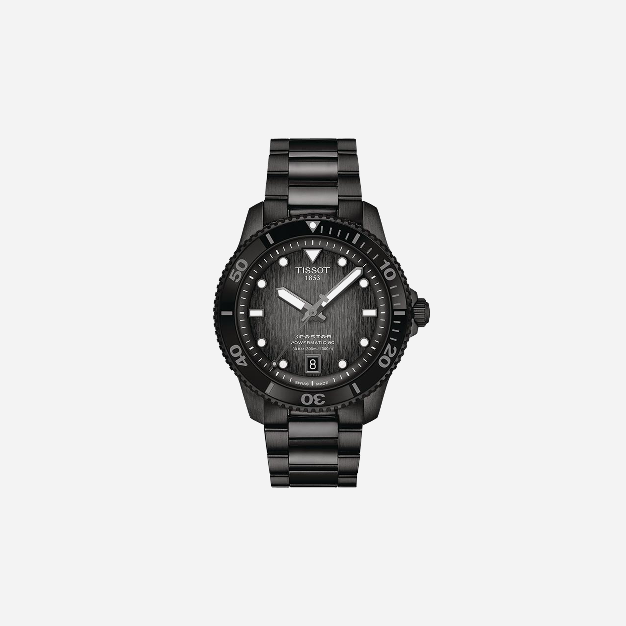 Tissot Seastar 1000 Powermatic 80 Black Dial on Stainless Steel Bracelet 40mm