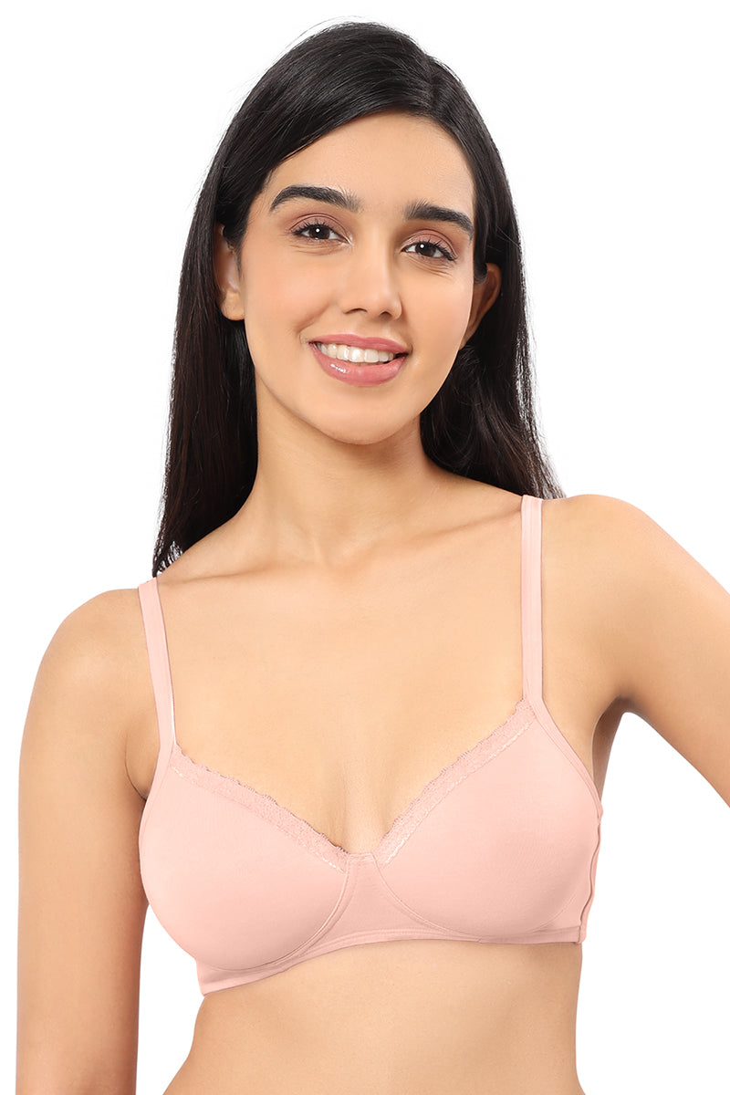 Amante Cotton Casual Lightly Padded Non-Wired Full Coverage T-Shirt Bra - Impatiens Pink
