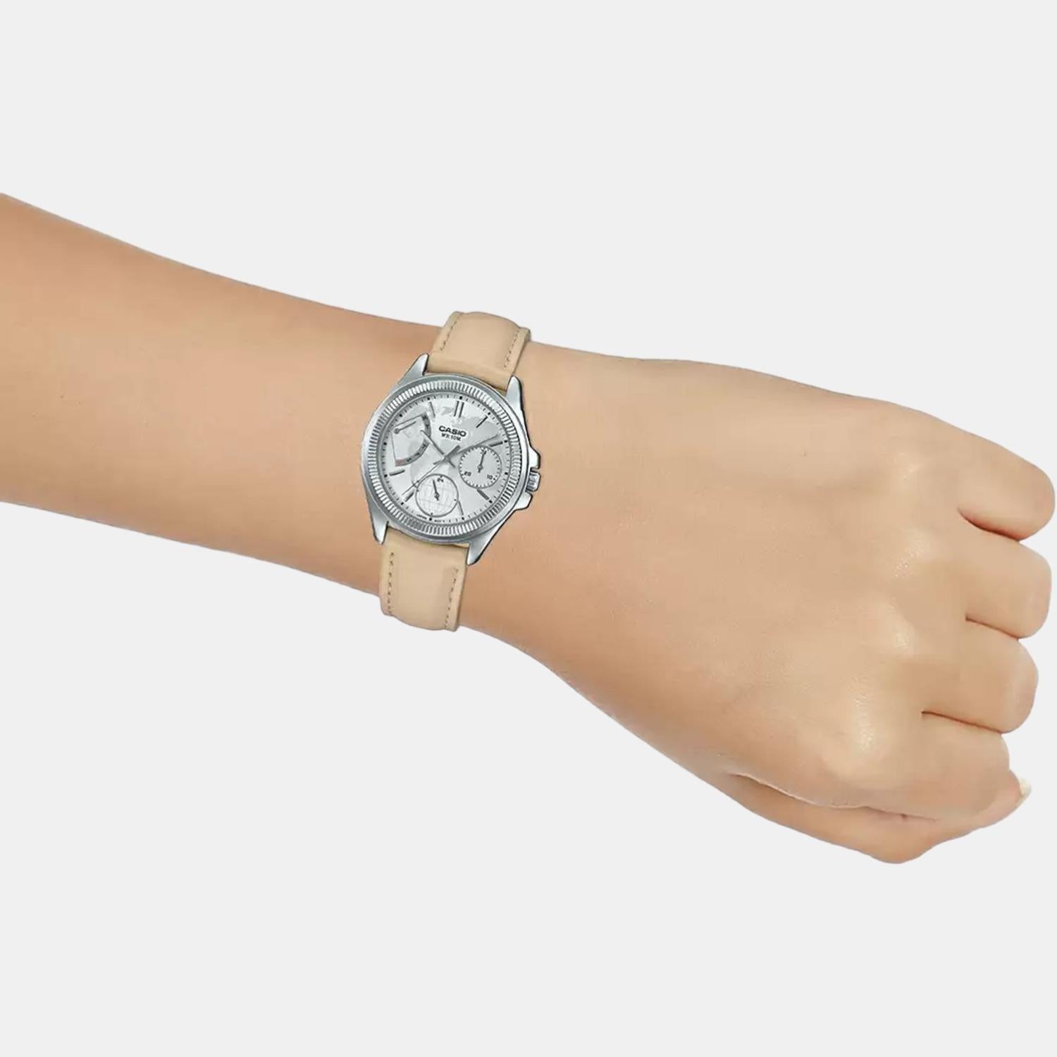Casio Enticer Women Quartz Silver Dial Chronograph Leather Watch A1581 - view 7