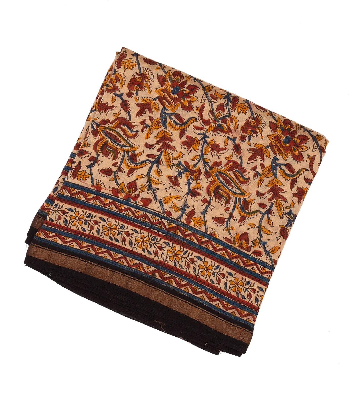 RmKV Cream Handloom Chanderi Cotton Saree With Printed Floral Motif