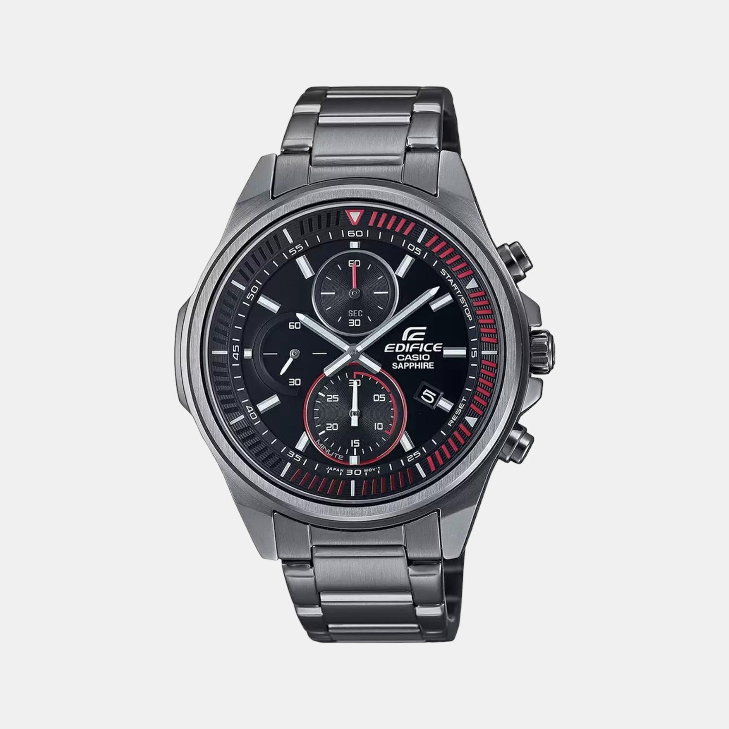 Casio Edifice Men Quartz Black Dial Chronograph Stainless Steel Watch ED507