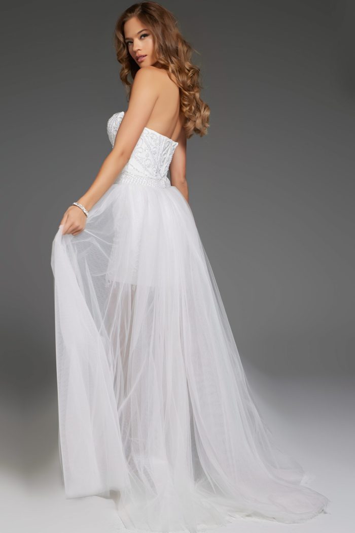 Jovani JB22274 High Low Bridal Gown Beaded Wedding Dress - view 2