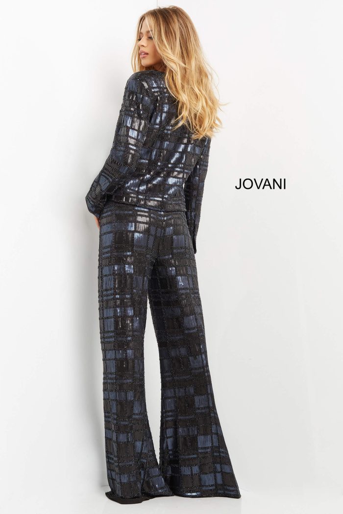Jovani 07166 Long Beaded Formal Sequin Fit Pant Suit - view 2
