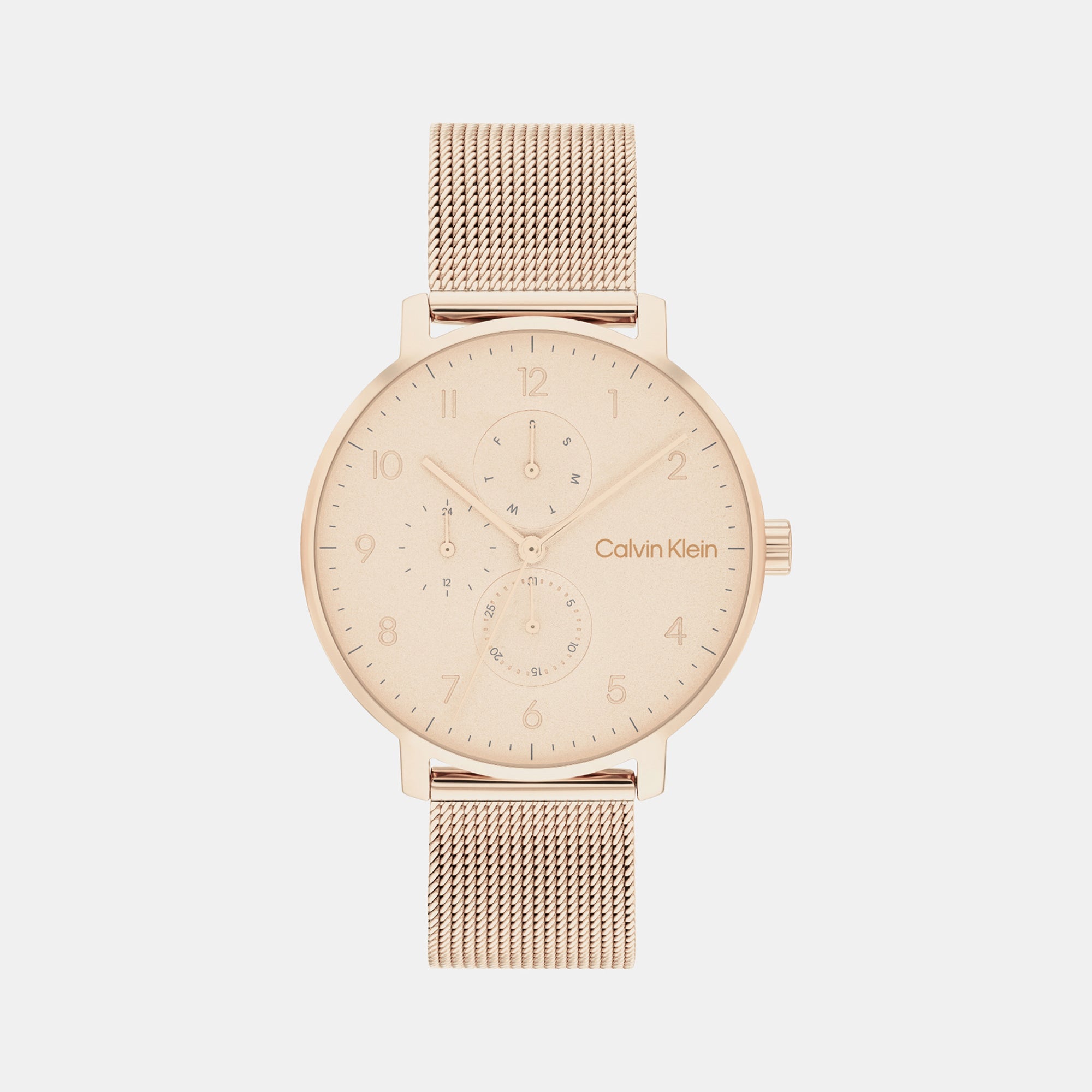 Calvin Klein Ck Stun Unisex Quartz Gold Dial Analog Mesh Watch 25200402