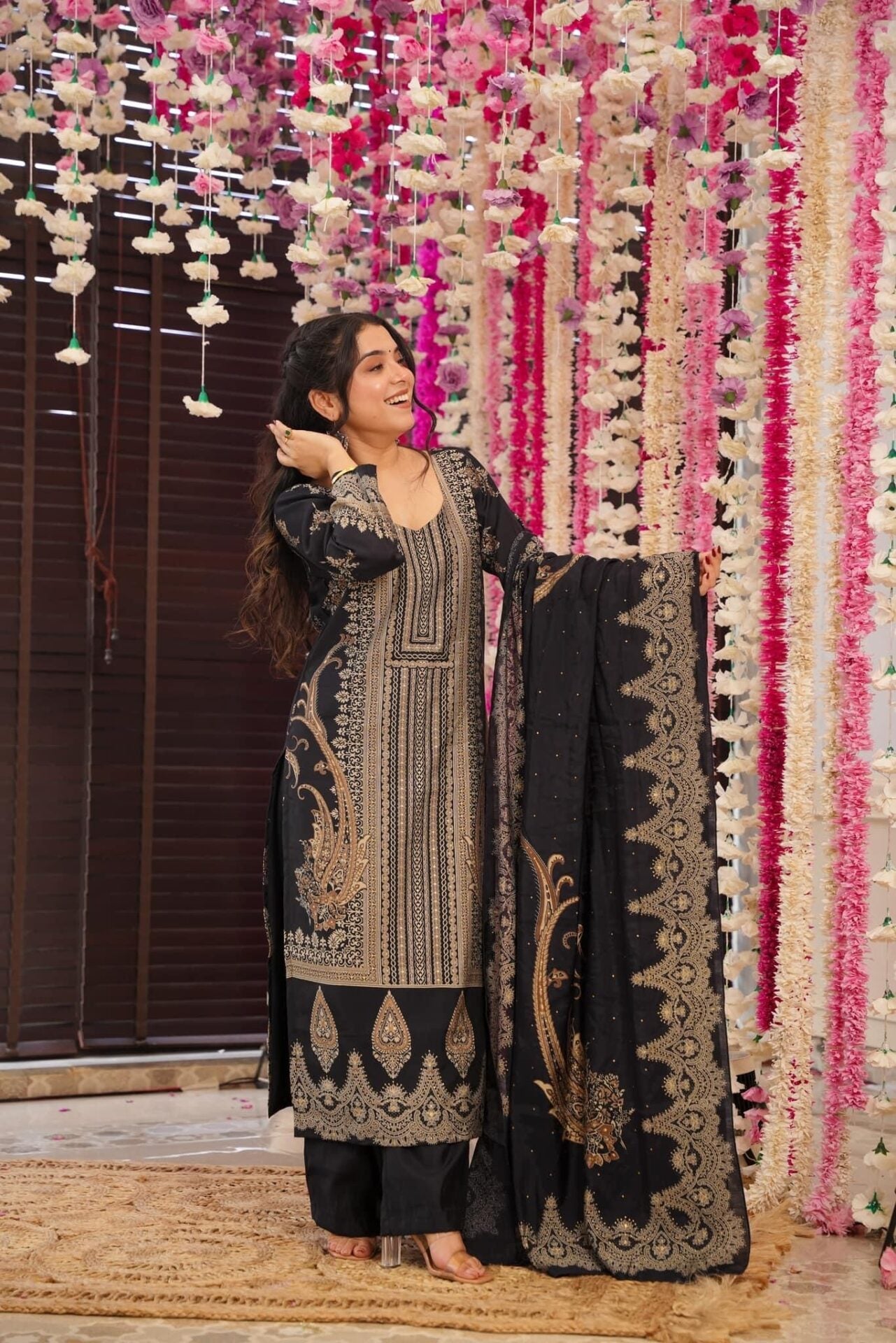 Idaho-o Starry black muslin suit set - view 2