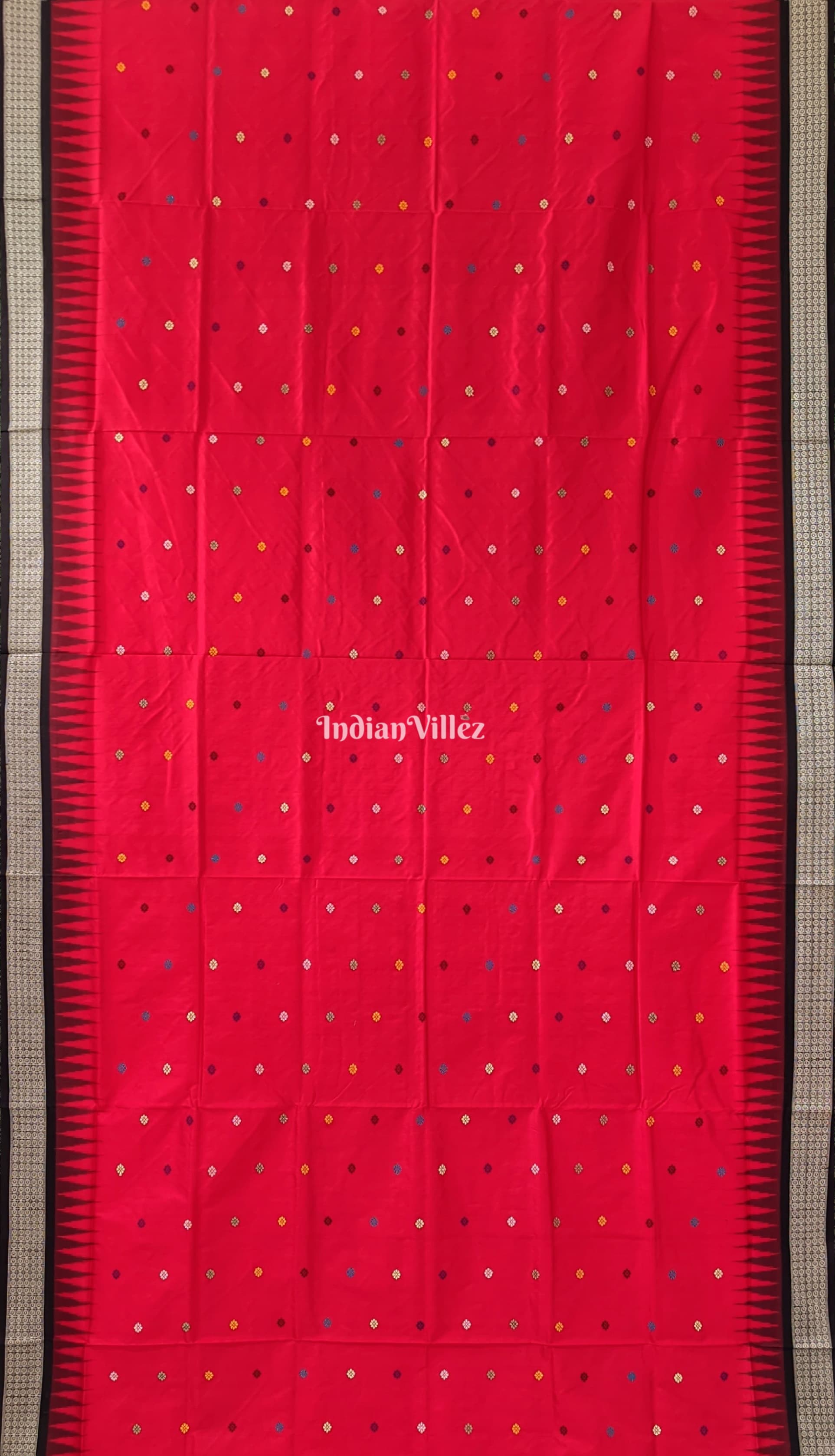 IndianVillèz Red Black Dolabedi Sambalpuri Bomkai Silk Saree - view 6
